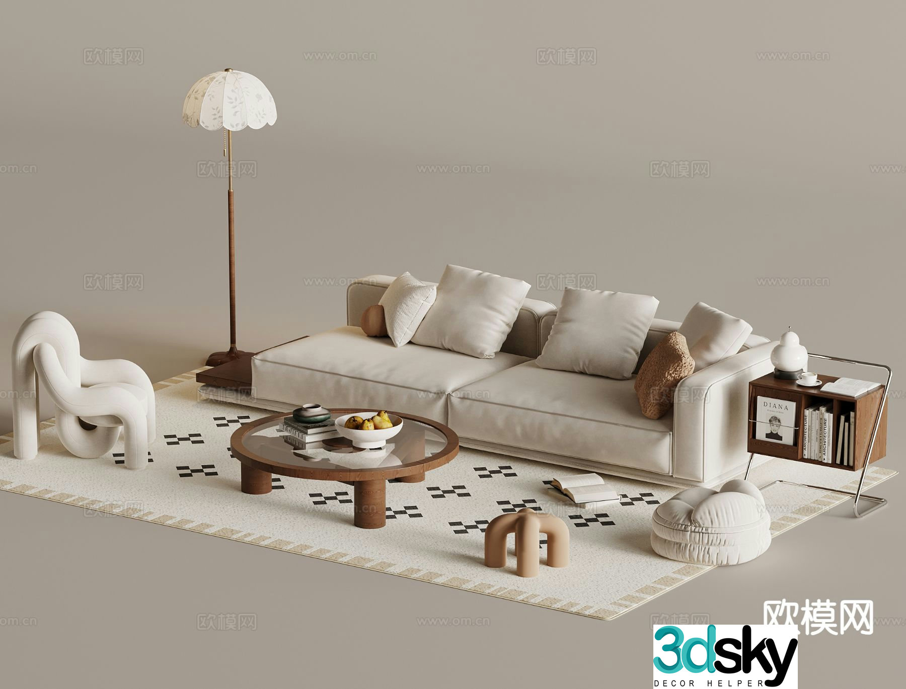 Medieval style modular sofa 3D model