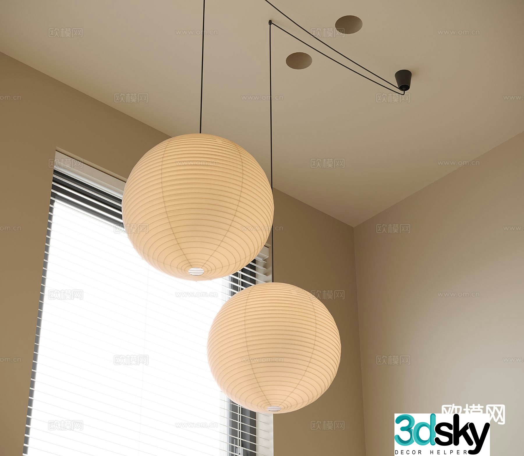 Wabi-sabi chandelier paper chandelier 3d model