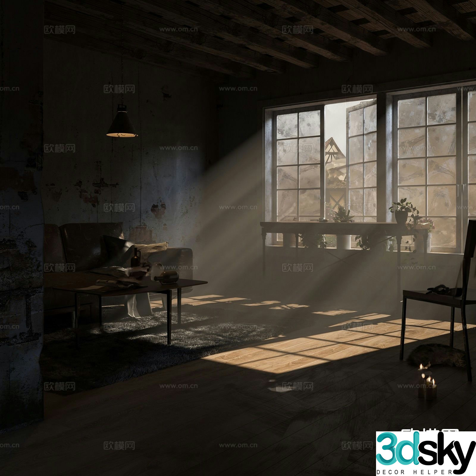 Industrial style retro old house old house landscape 3d model