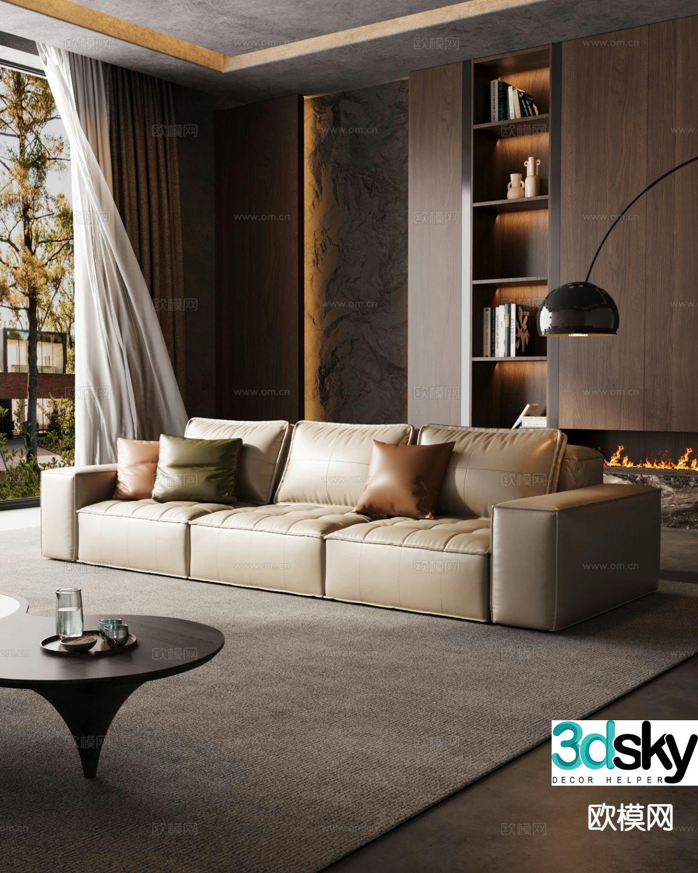 Italian sofa three person sofa leather sofa 3d model