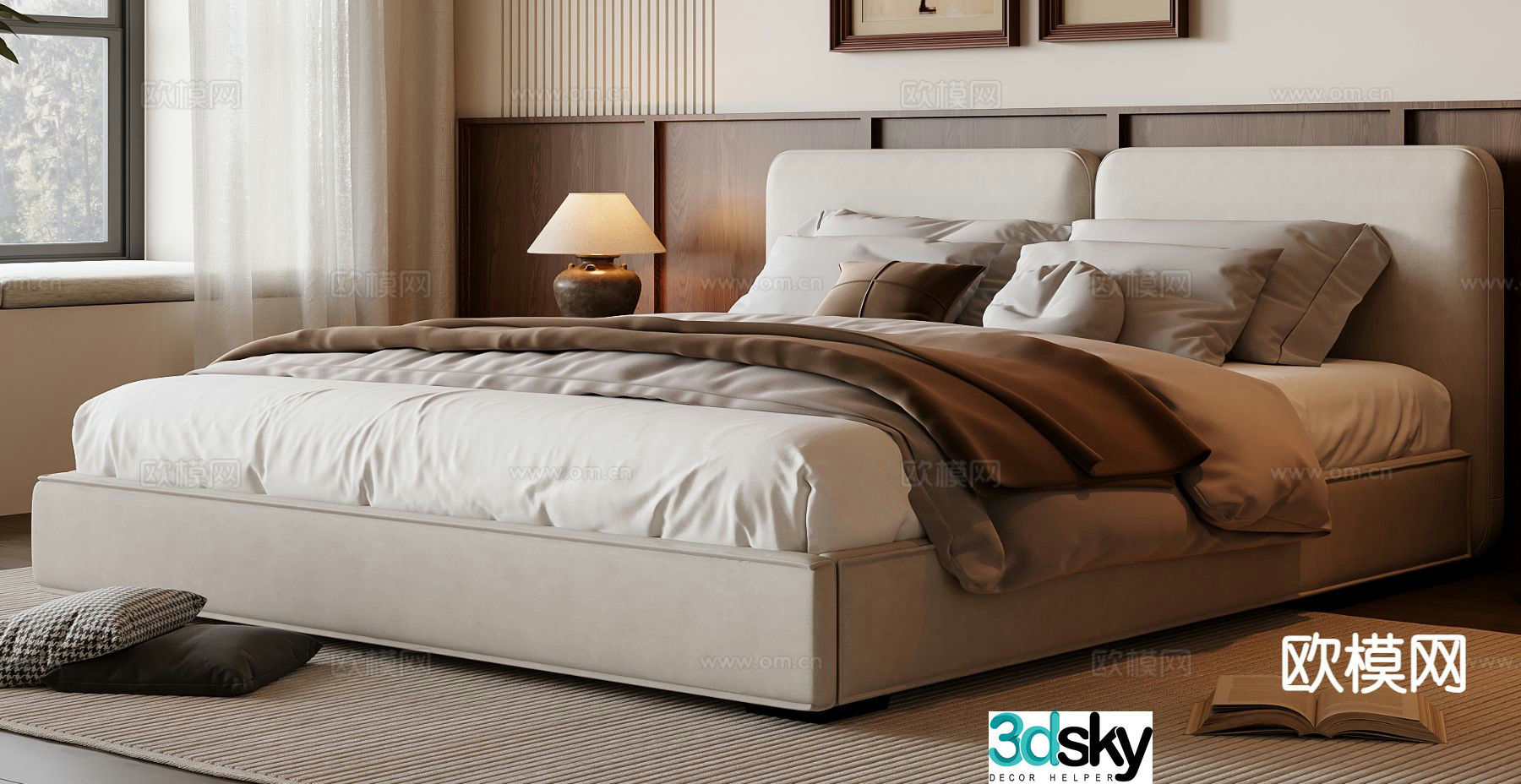Medieval style double bed 3d model