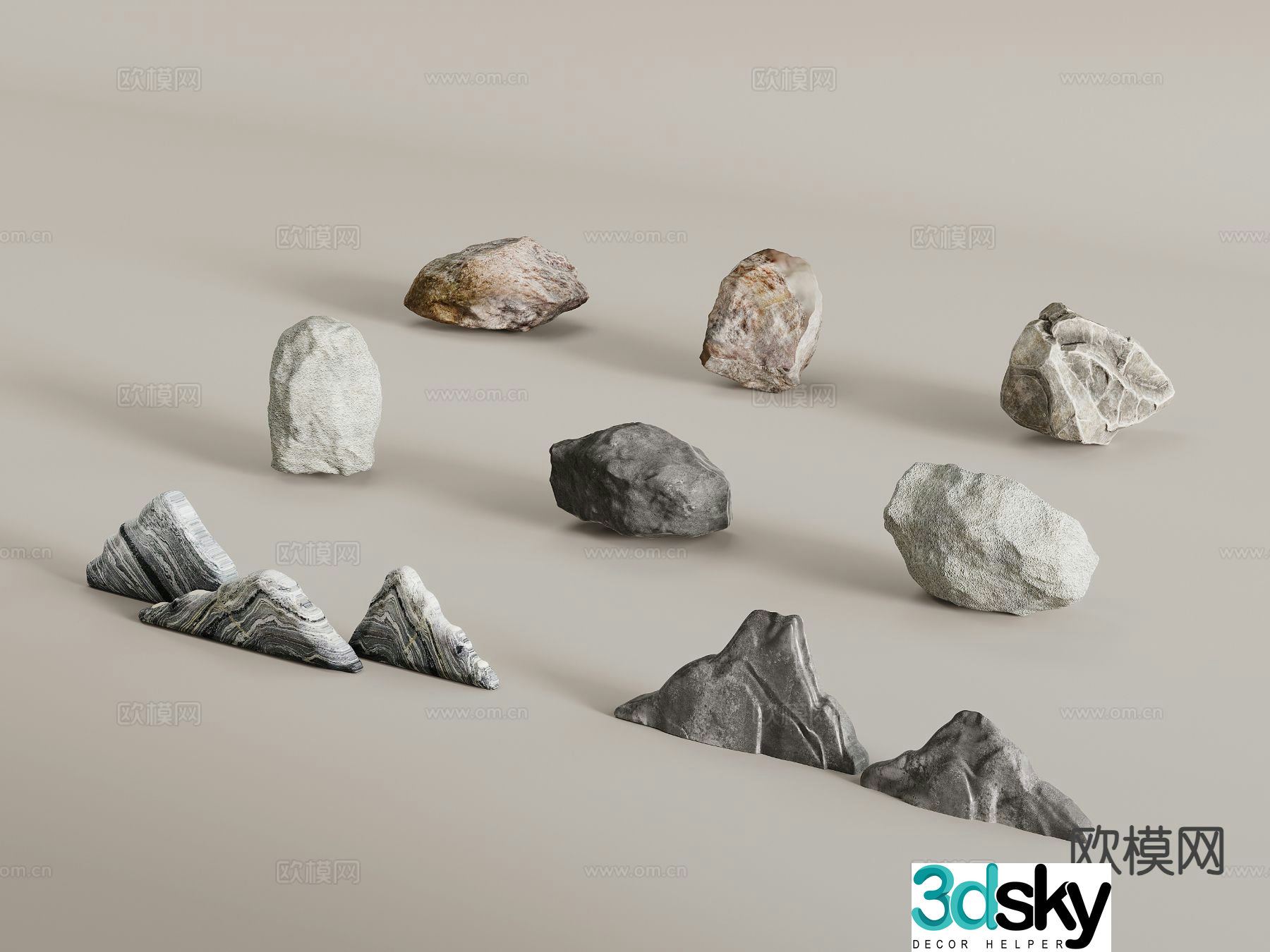 landscape stone rock stone 3d model