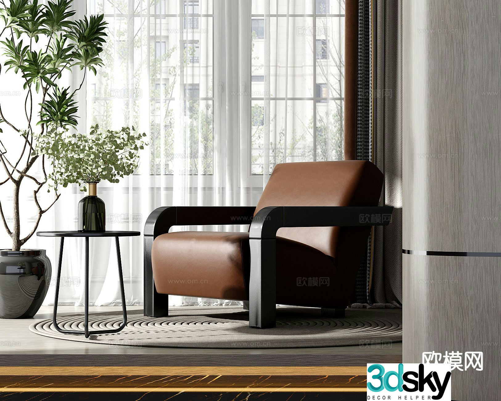 Modern leisure sofa single sofa 3d model