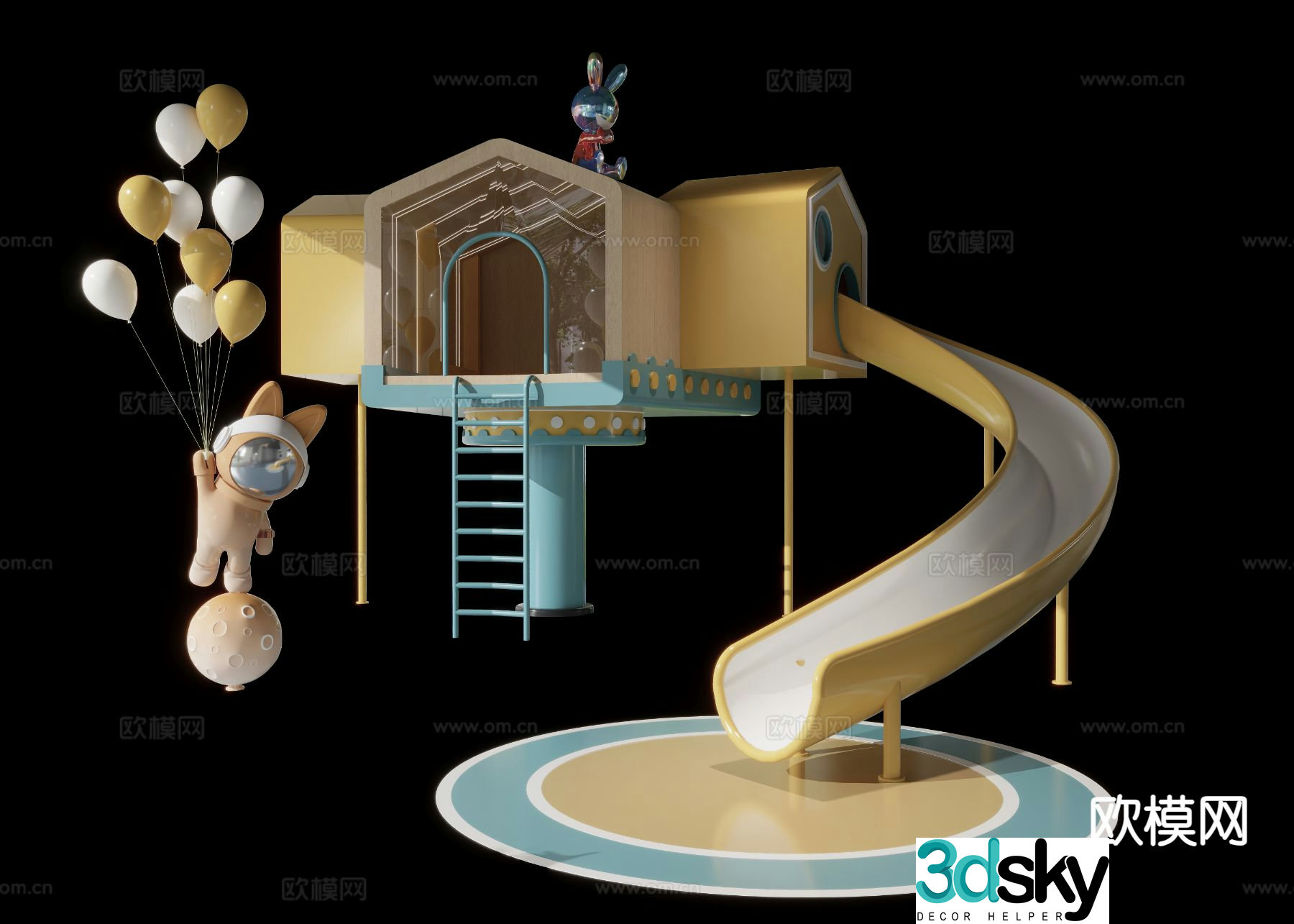 Modern children's slide amusement equipment 3D model