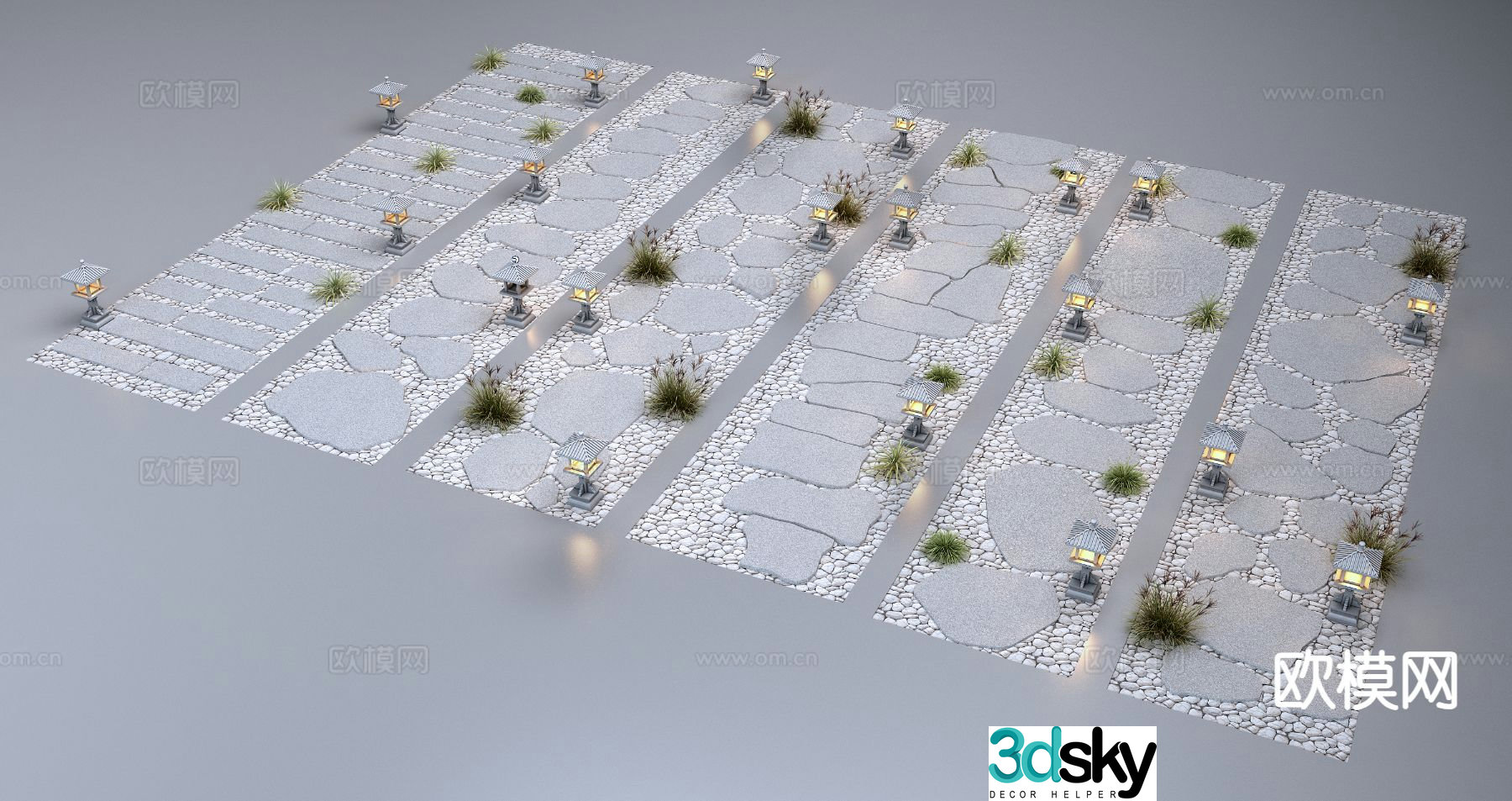 Stone road stone steps road stone gravel 3d model