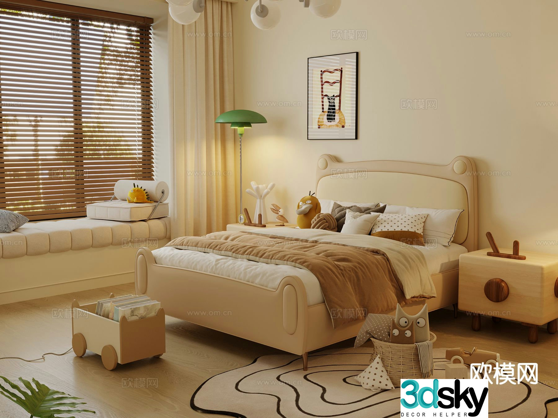 Cream style children’s bed child’s bed 3d model