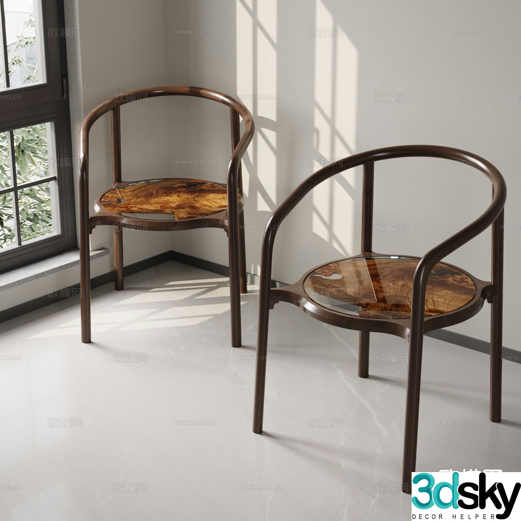 New Chinese style Song Dynasty chair Golden nanmu chair 3D model