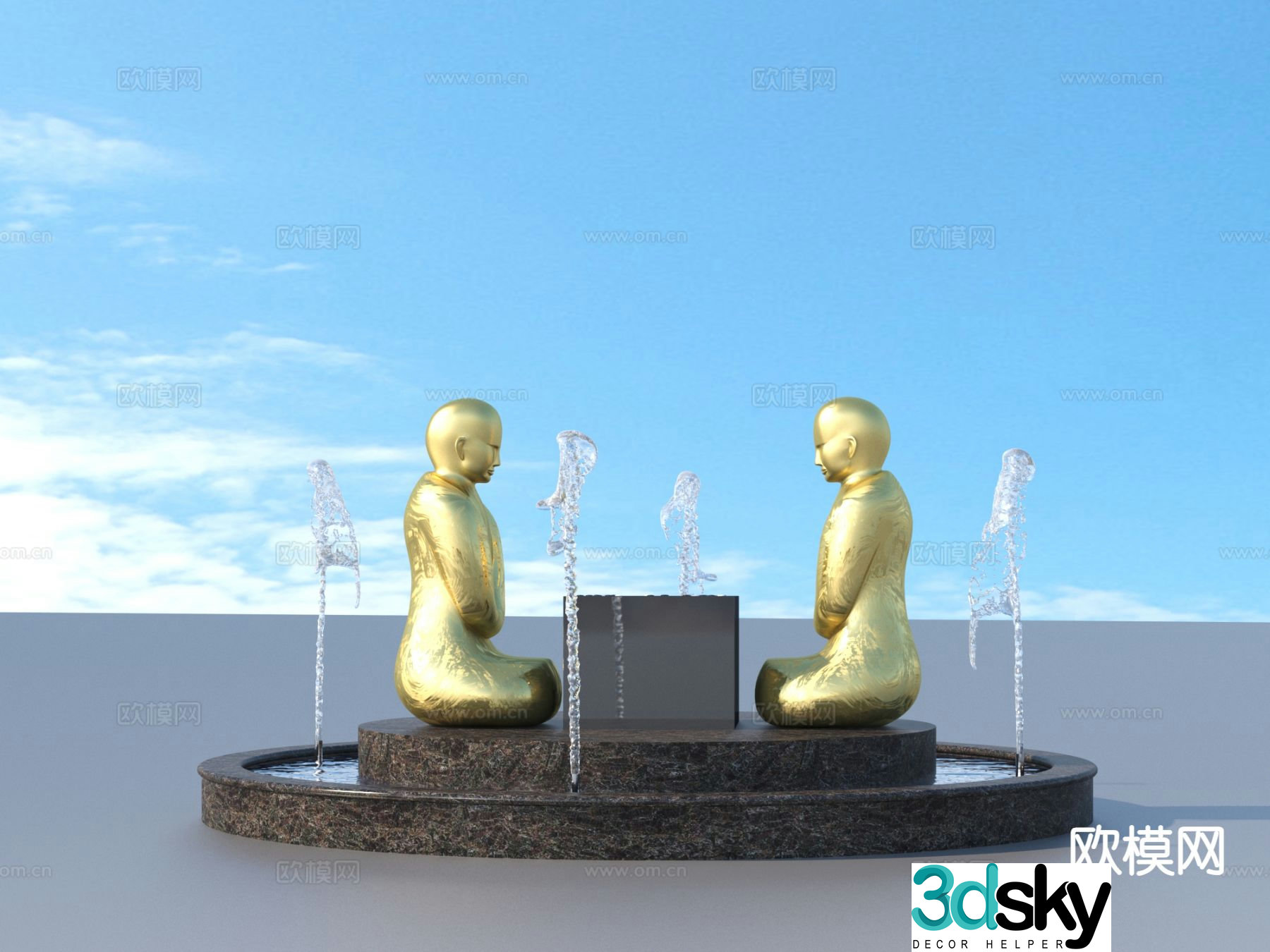 urban sculpture waterscape landscape sculpture 3d model
