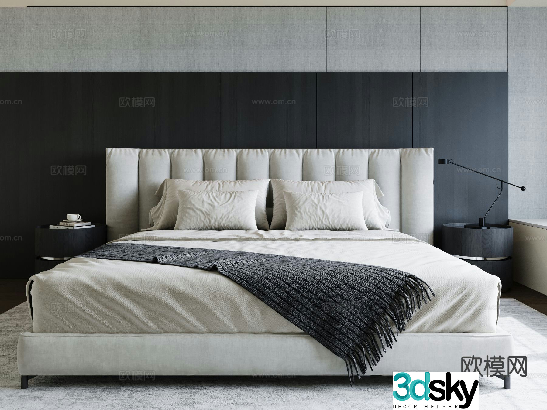 Modern double bed 3d model