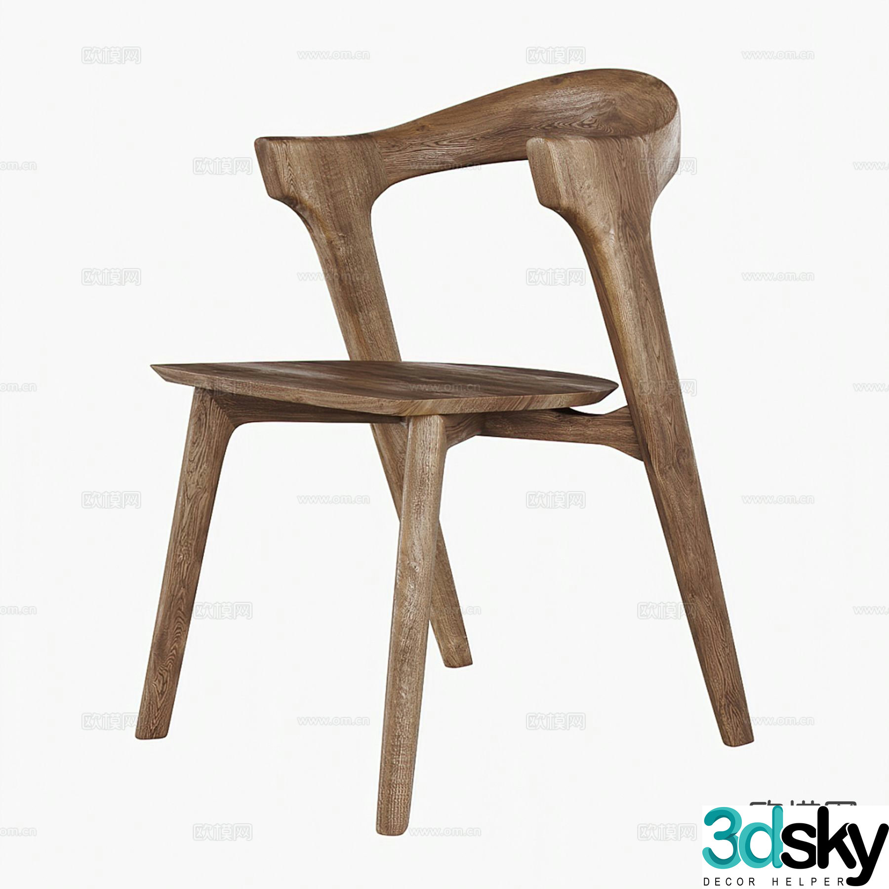 Ethnicraft Oak Bok wabi-sabi chair dining chair 3d model