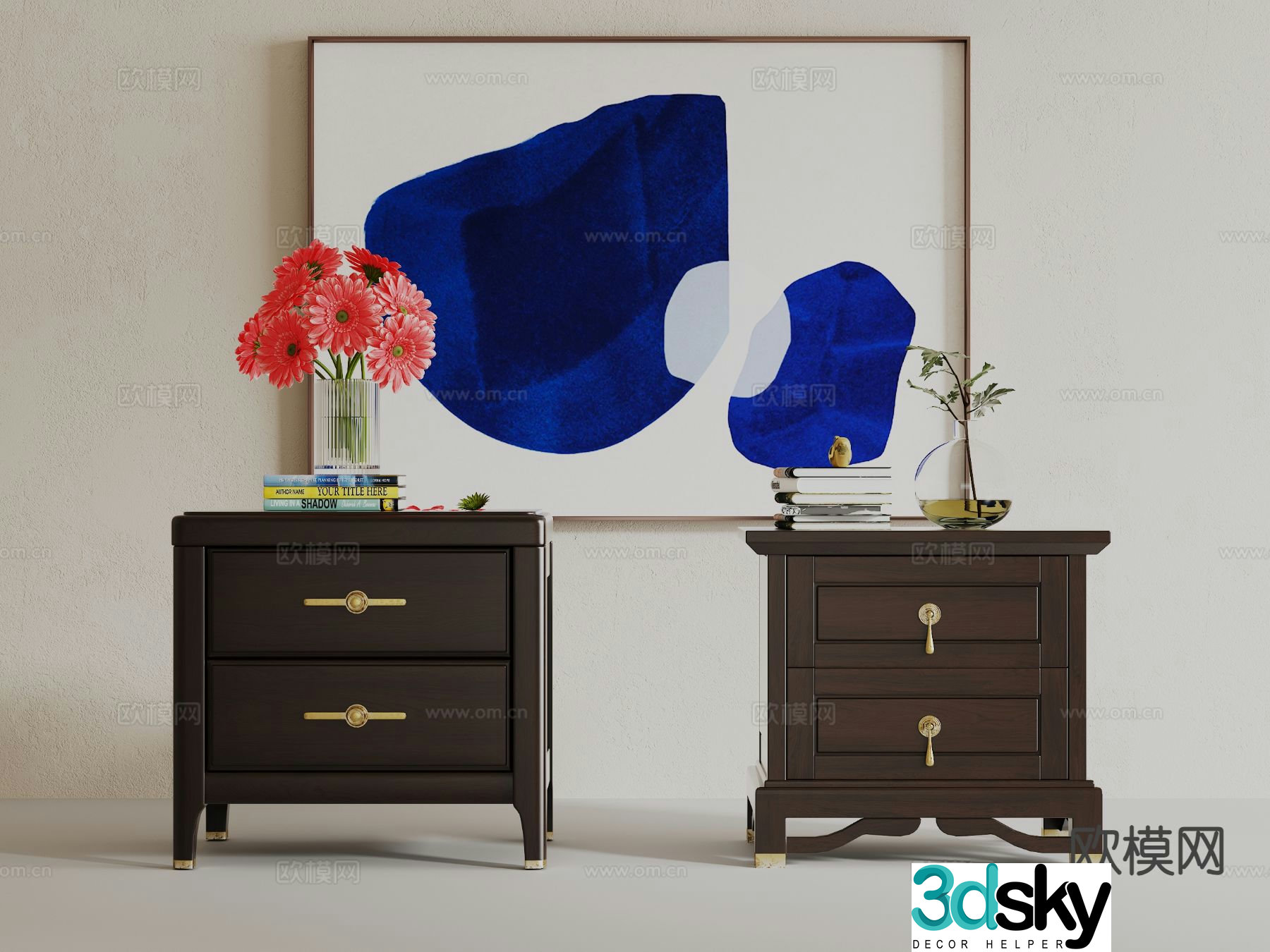 New Chinese style bedside table 3d model
