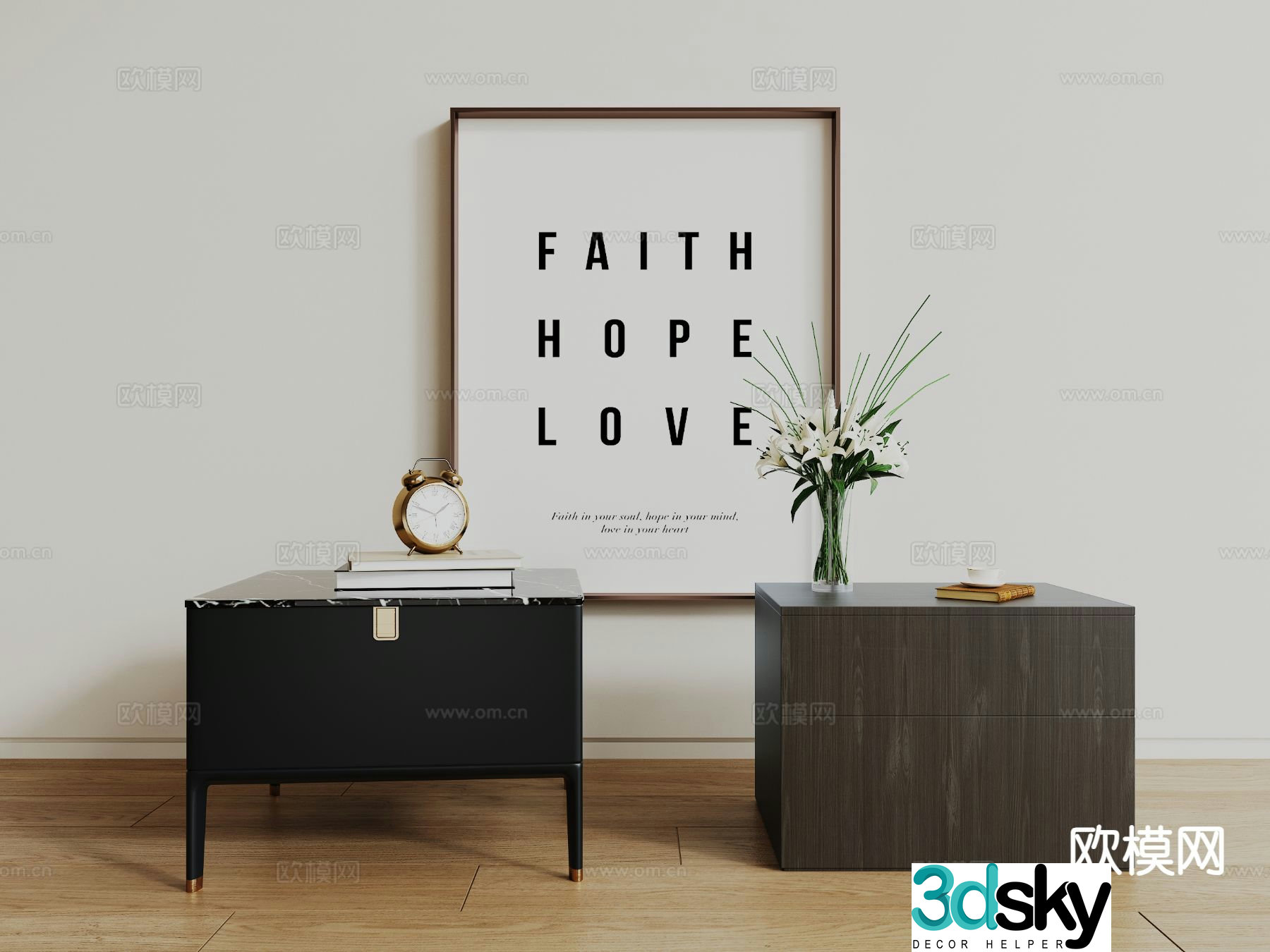 Modern bedside table 3d model