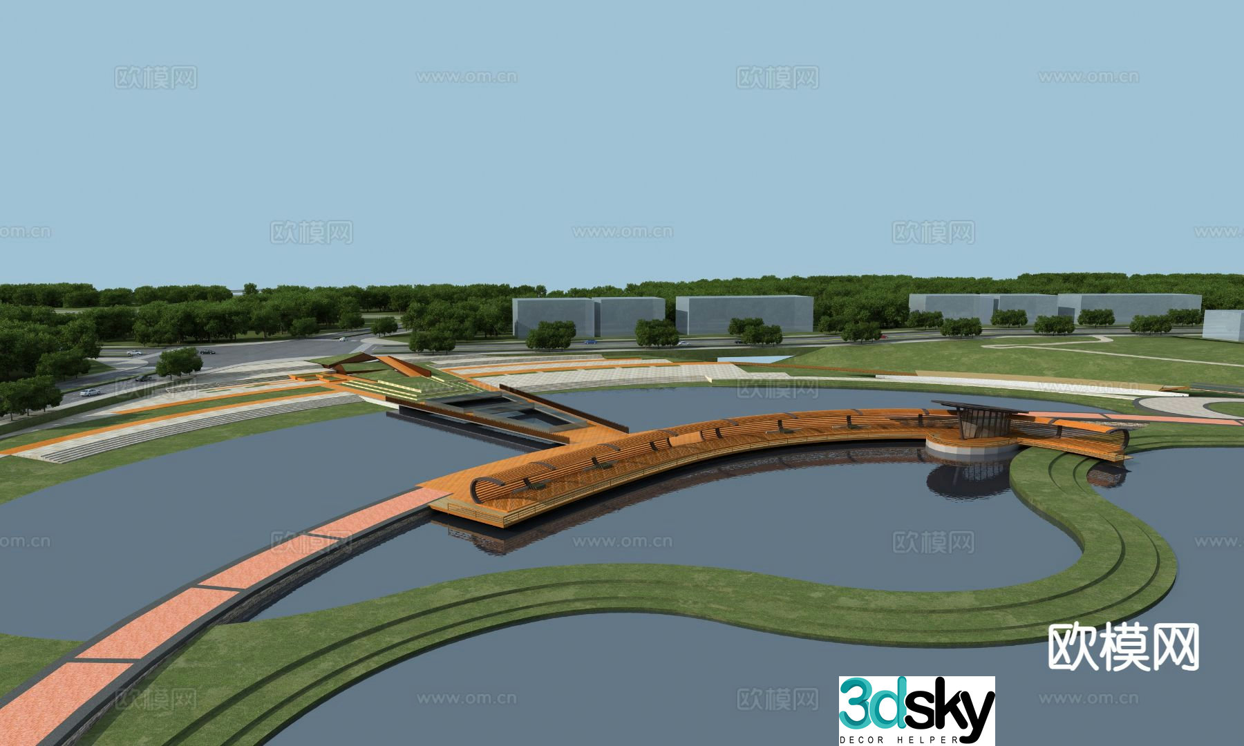 Park landscape water park 3d model