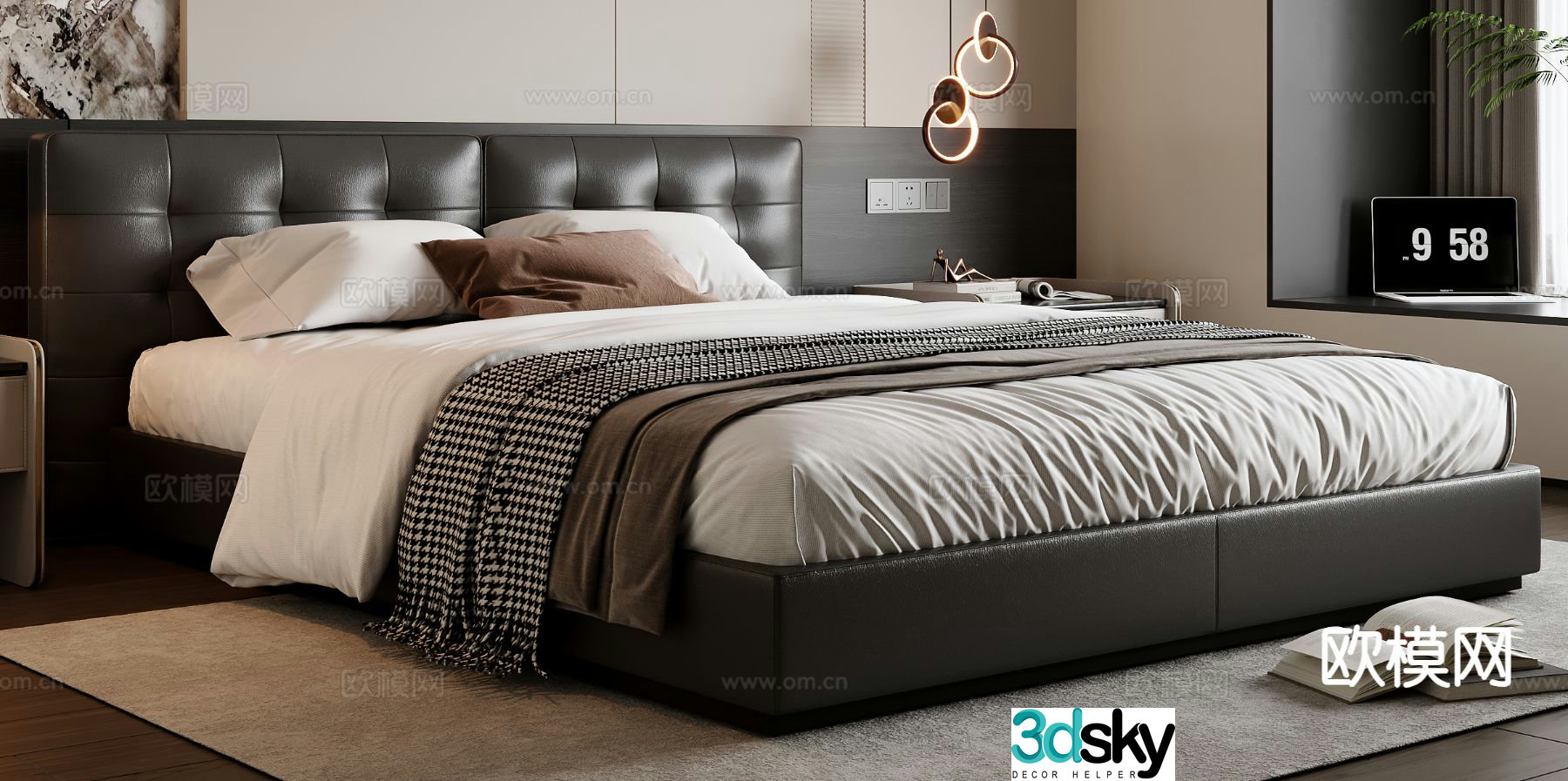Italian double bed 3d model
