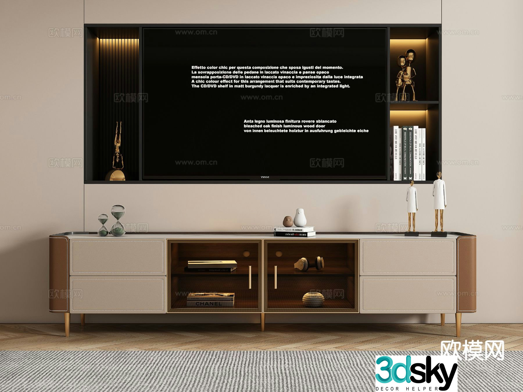 Light luxury TV cabinet 3D model