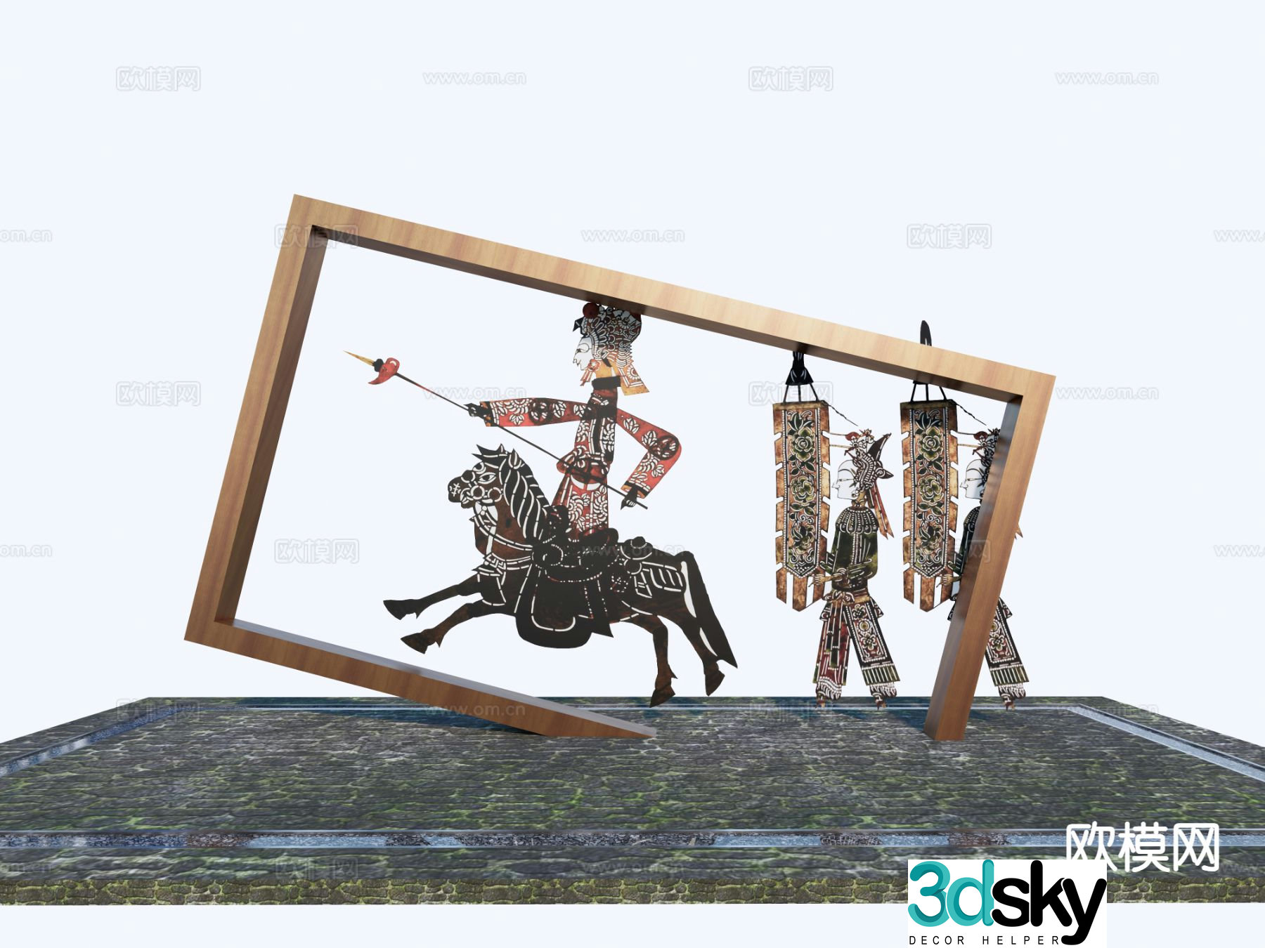 Chinese opera shadow puppet show street culture sculpture folk sketch 3D model