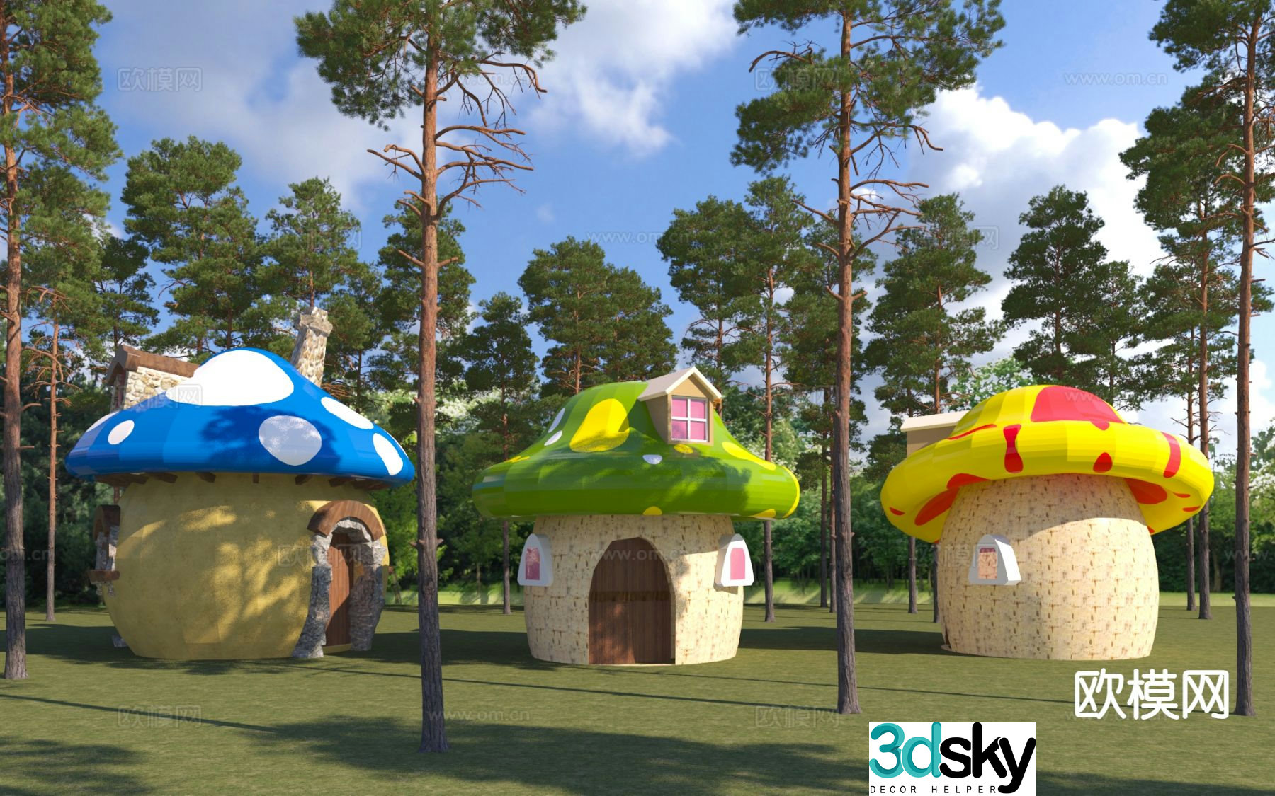 Modern mushroom tree house sketch mushroom sketch 3d model