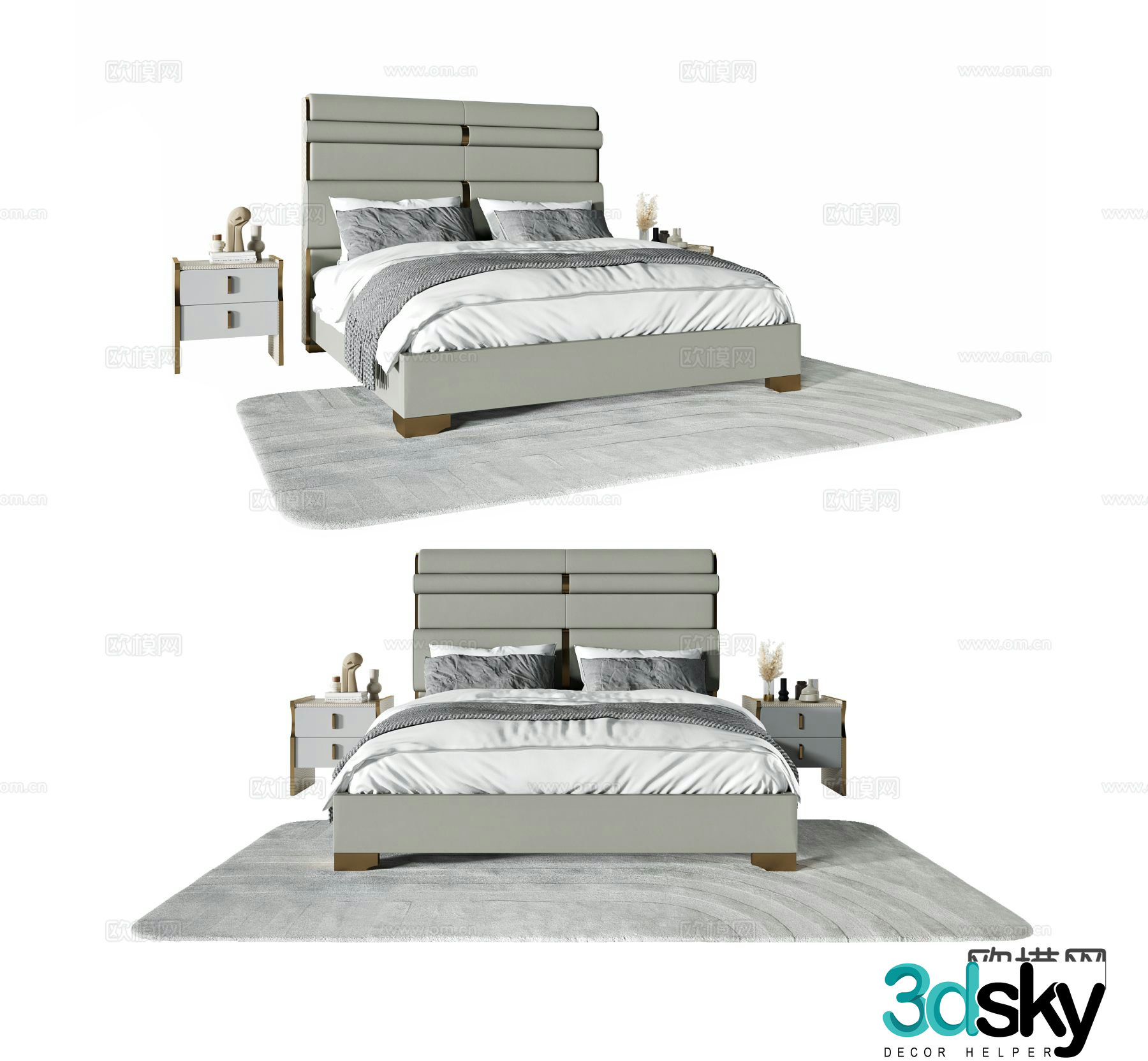 Modern double bed 3d model
