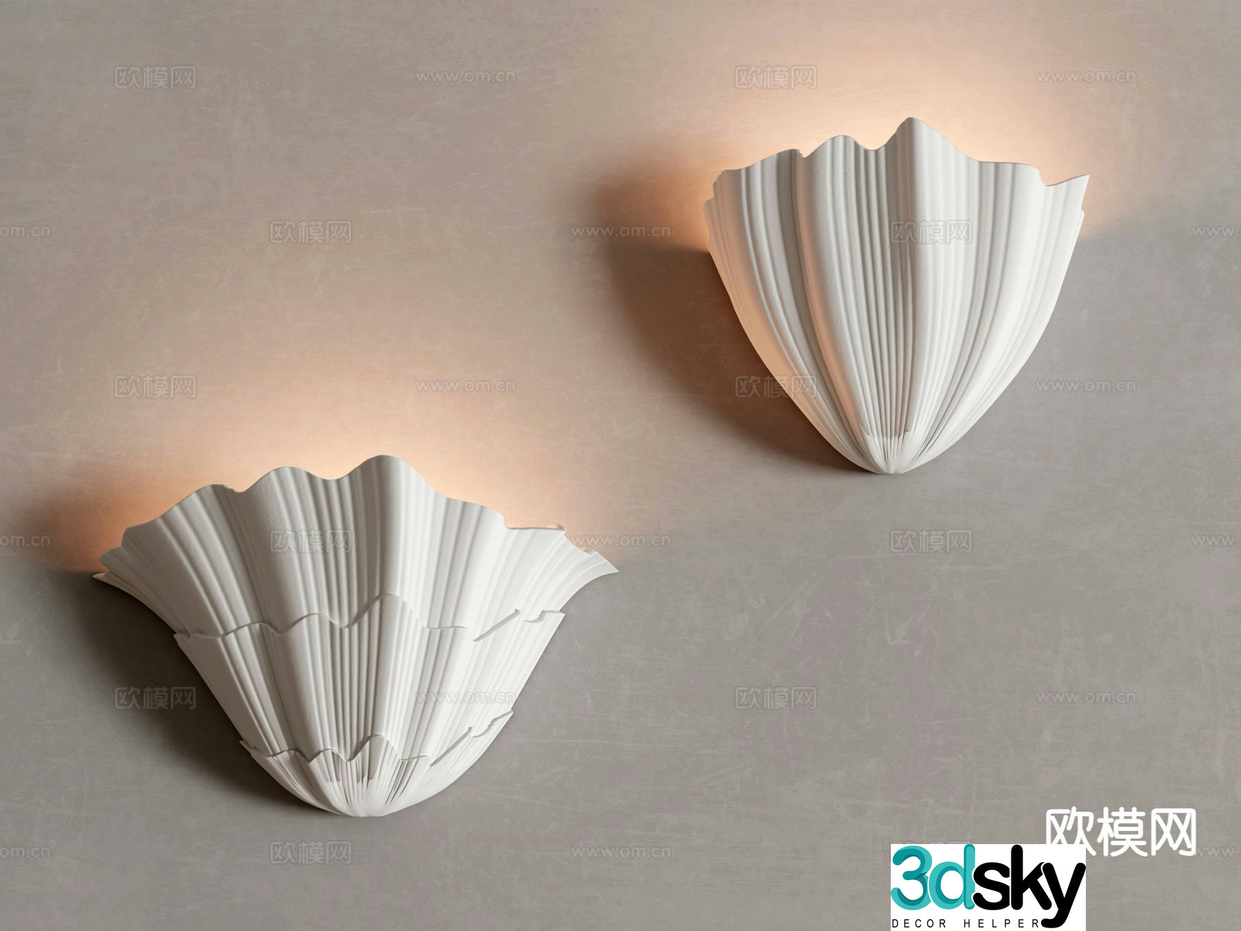 Shell wall lamp plaster lamp 3d model