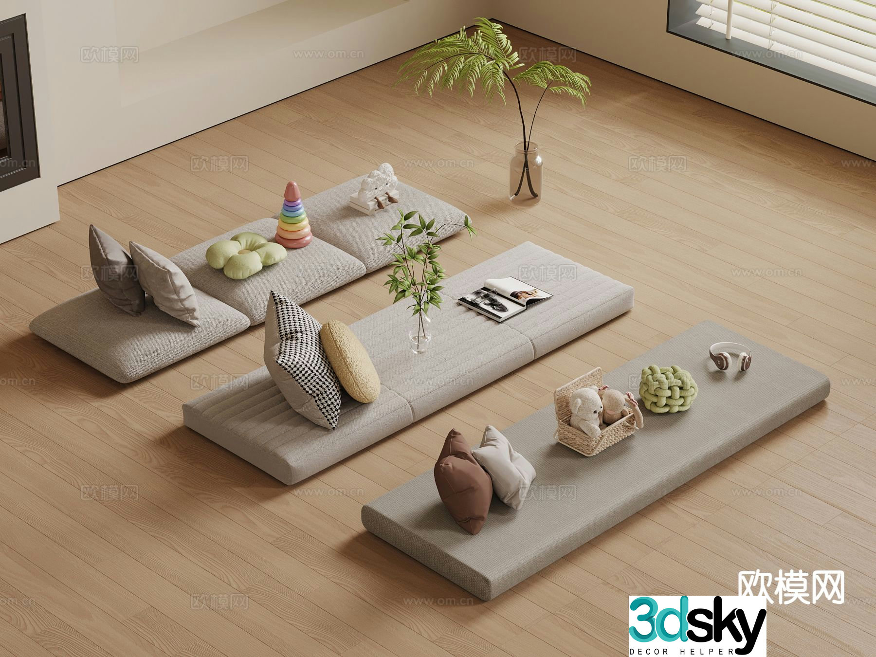 Modern cushion bay window cushion cushion 3d model