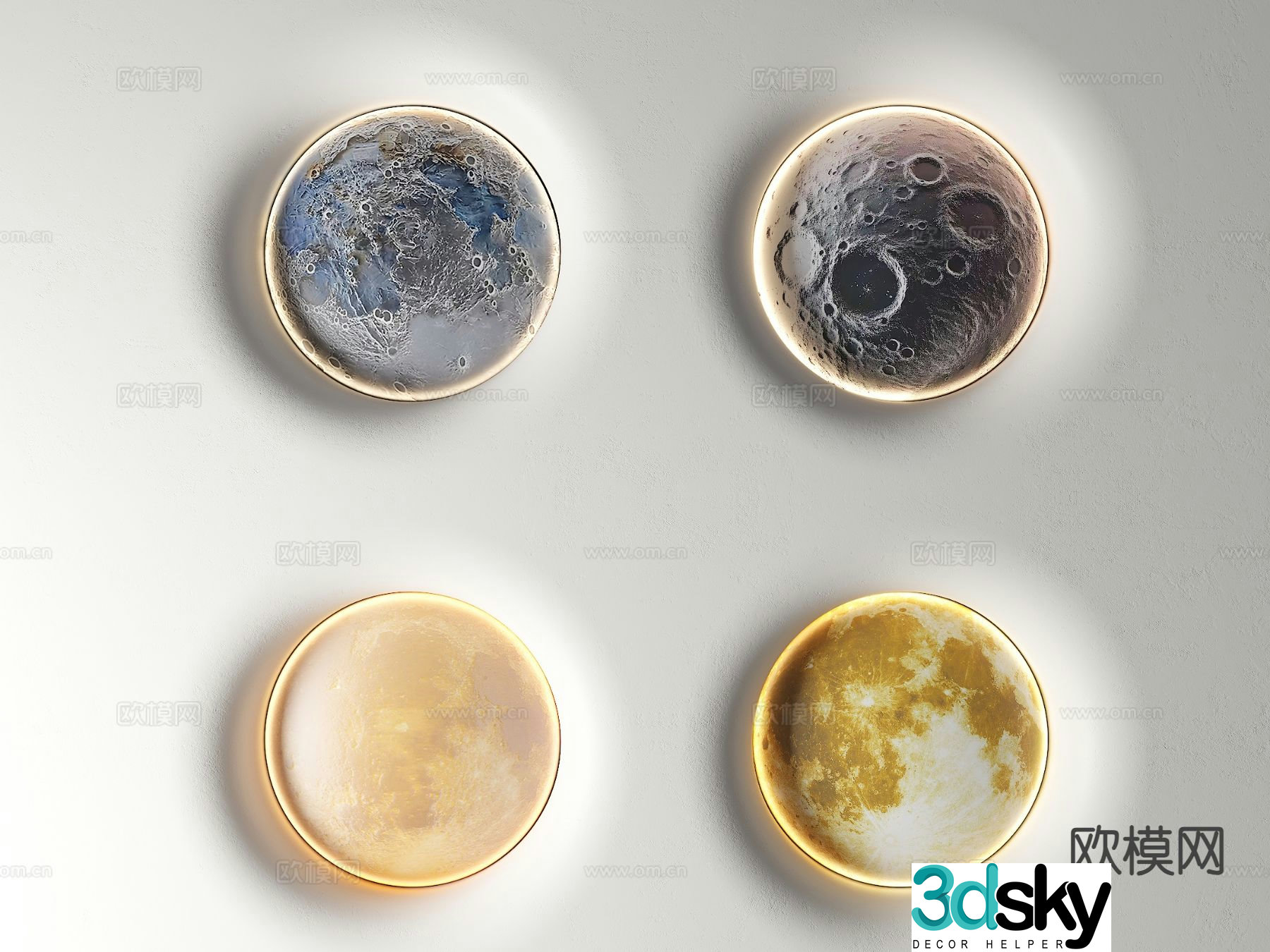 Modern moonlight moon wall light 3d model