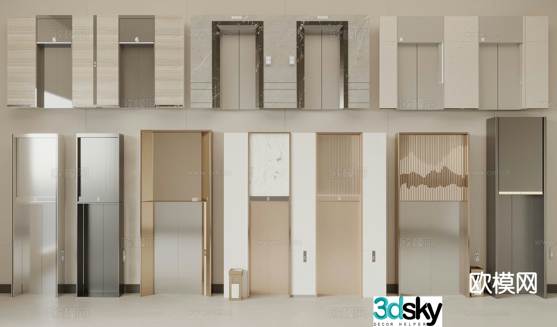 Modern elevator elevator hall elevator door elevator 3d model