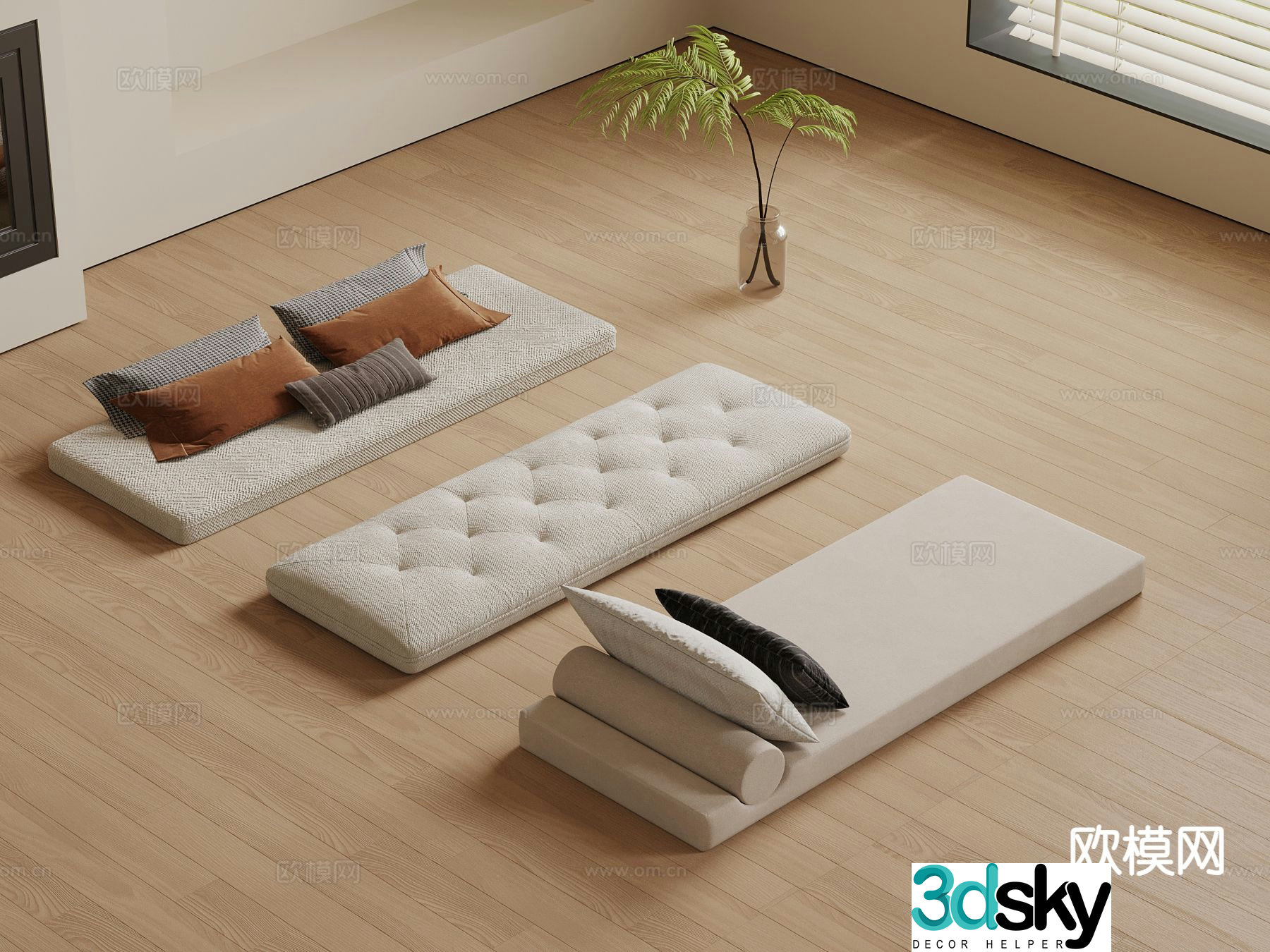Modern bay window cushion cushion 3d model