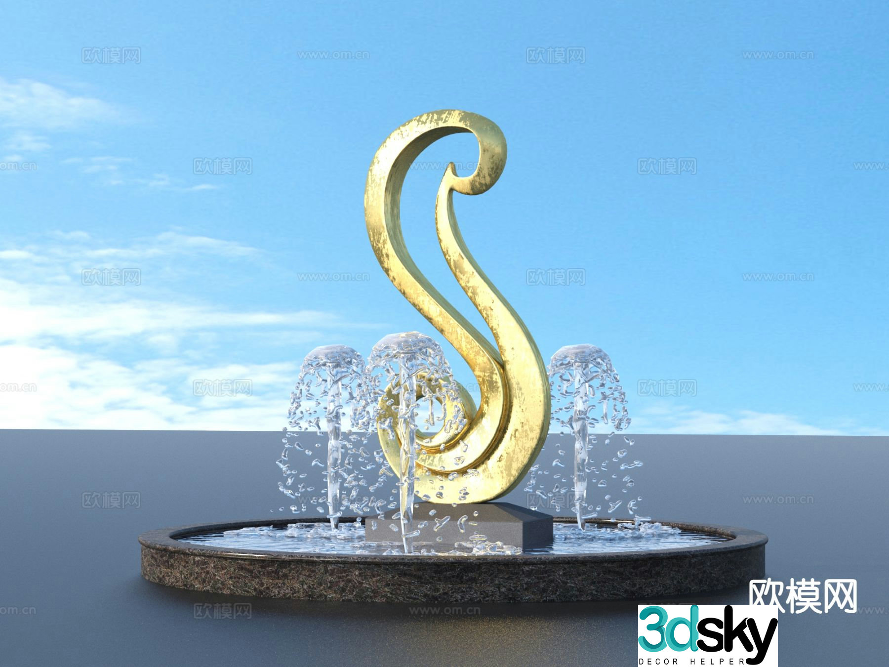 urban sculpture waterscape landscape sculpture 3d model