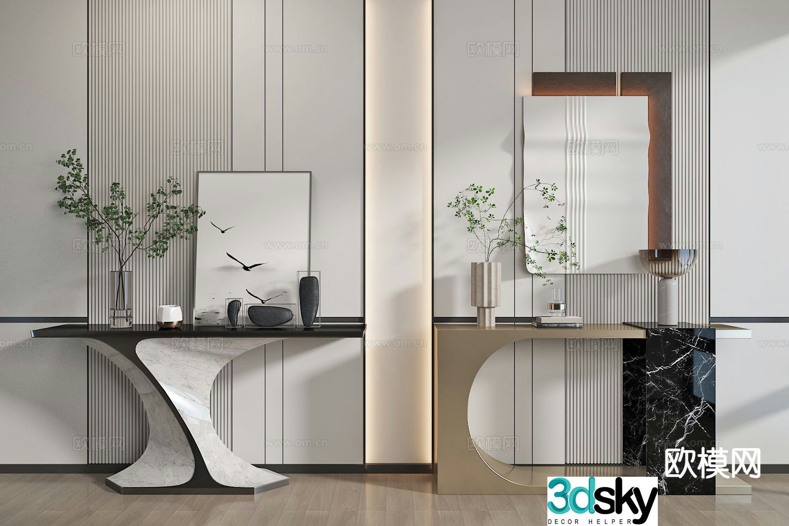 Modern entrance molding and viewing platform 3D model