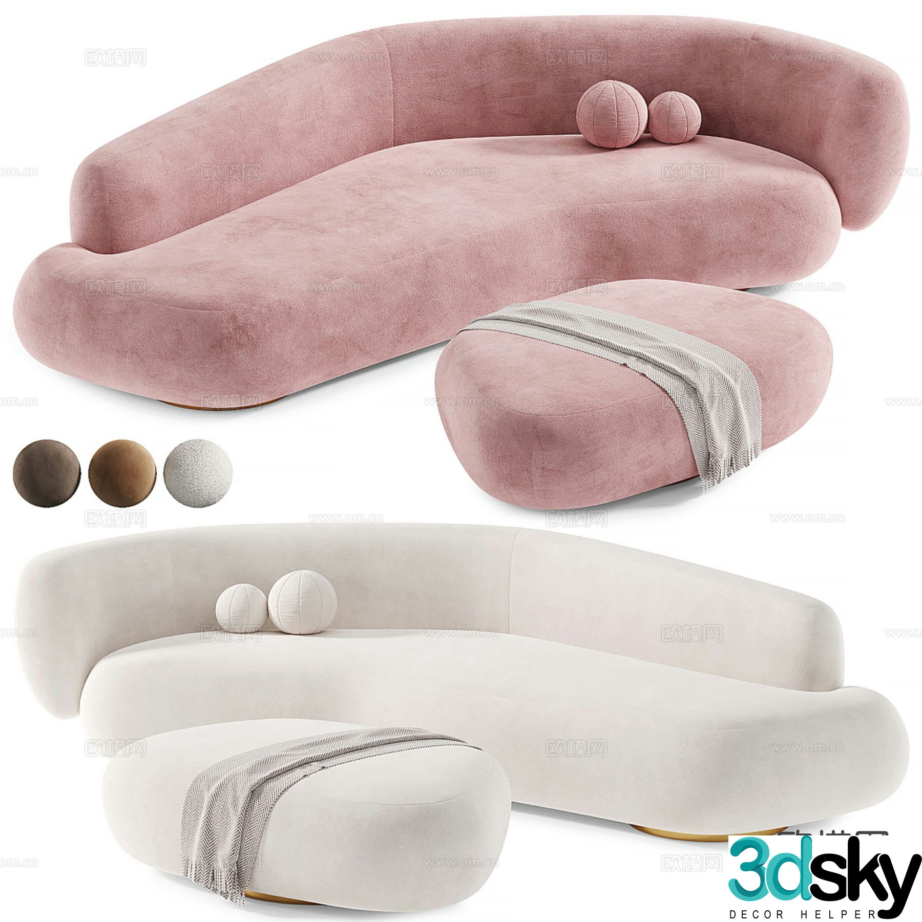 Modern special-shaped sofa leisure sofa folding sofa 3d model