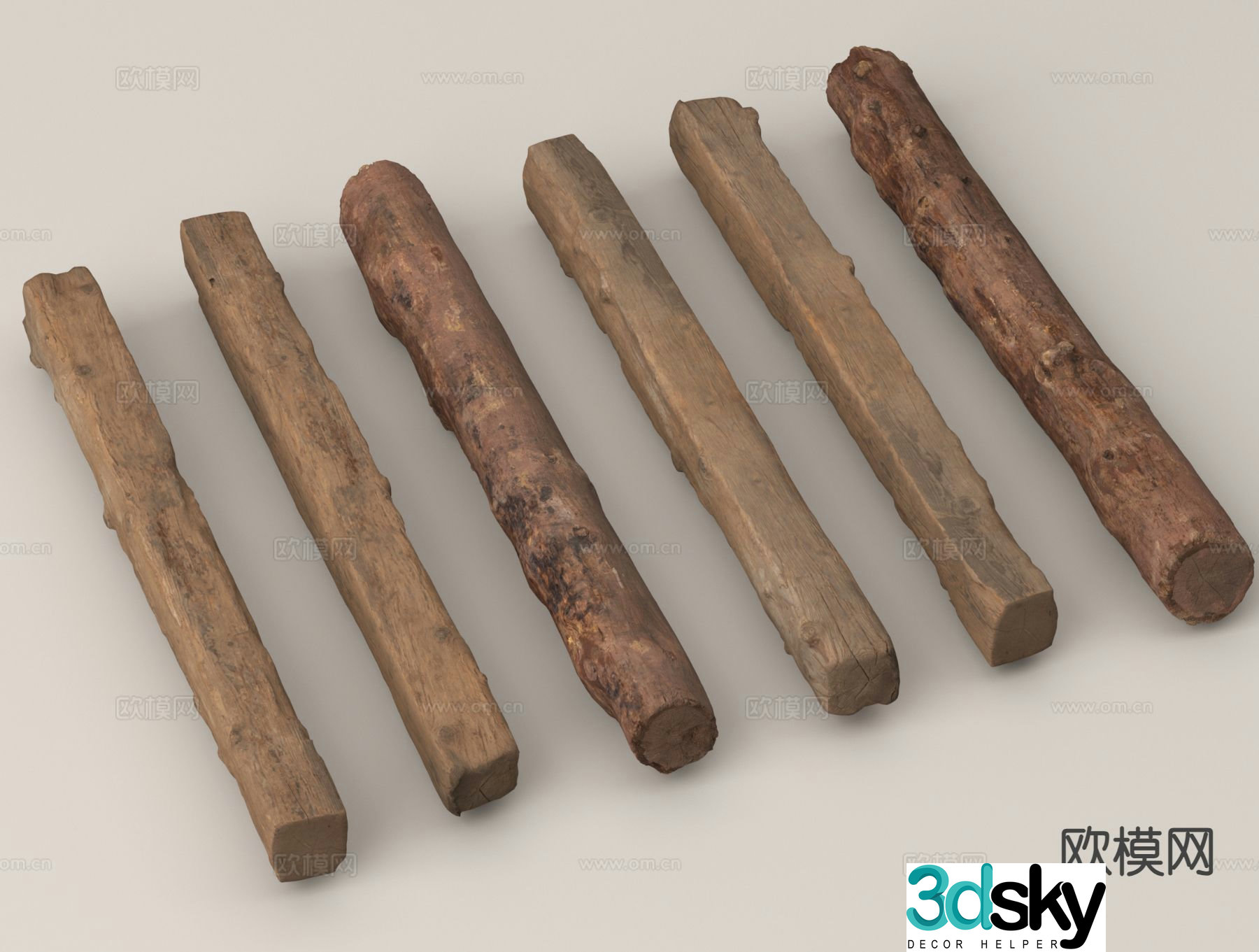 Wood pillars Old wood pillars Wood beams Outdoor sleepers 3d model