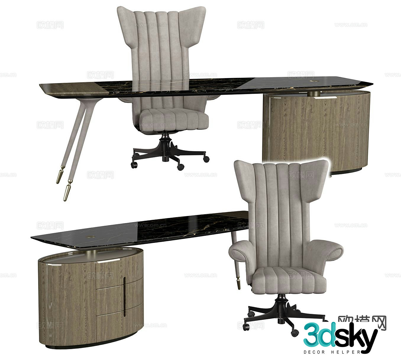 Visionnaire Italian desk office desk 3d model