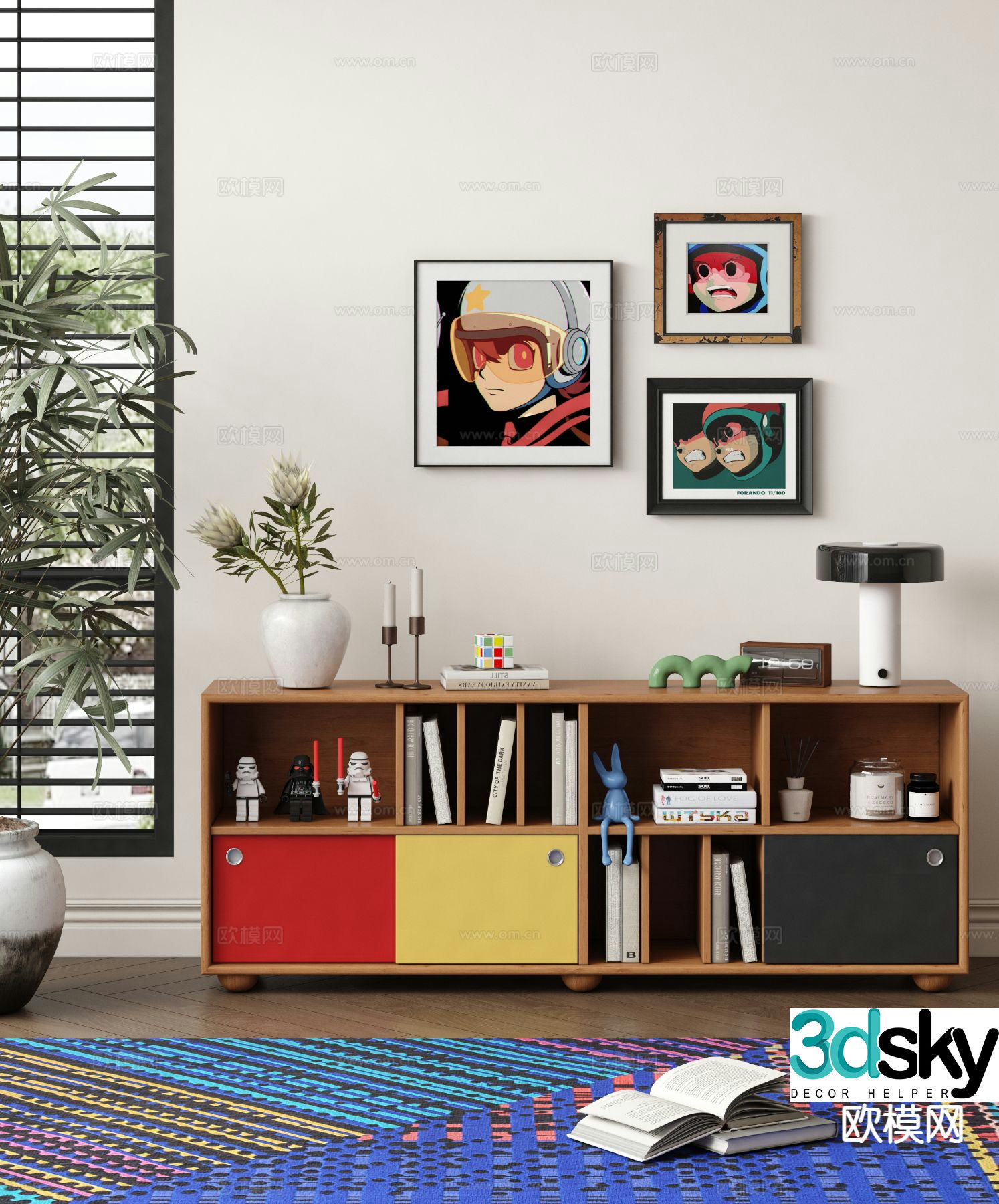 Memphis low cabinet Bauhaus side cabinet Dopamine chest cabinet 3D model