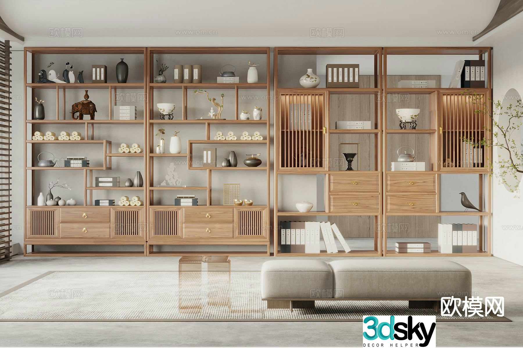 New Chinese style Bogu rack decorative cabinet 3D model
