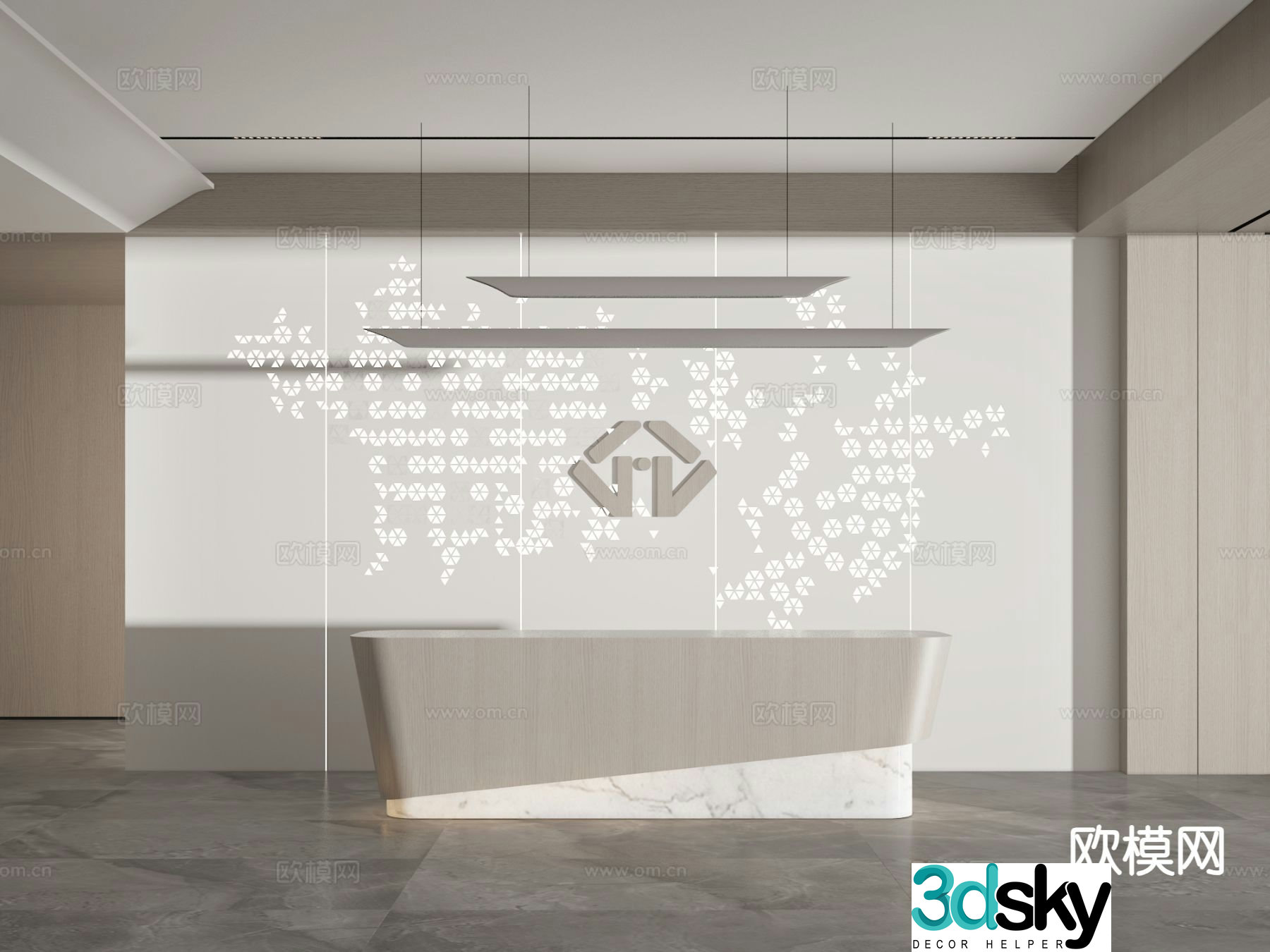 Modern front desk reception desk service desk 3d model