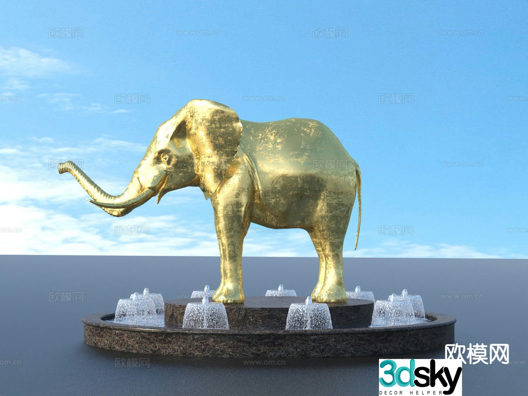 urban sculpture waterscape landscape sculpture 3d model