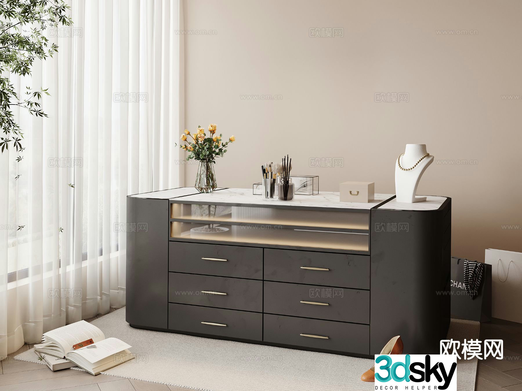 Italian jewelry cabinet Zhongdao cabinet Jewelry cabinet 3D model