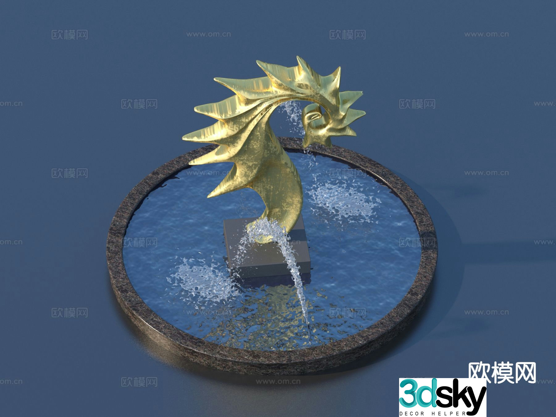 Urban sculpture water fountain landscape sculpture 3d model