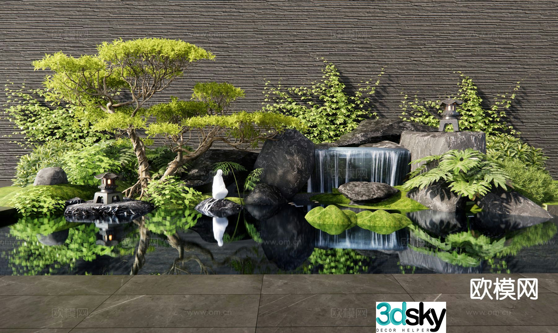 New Chinese style rockery waterscape fountain 3D model