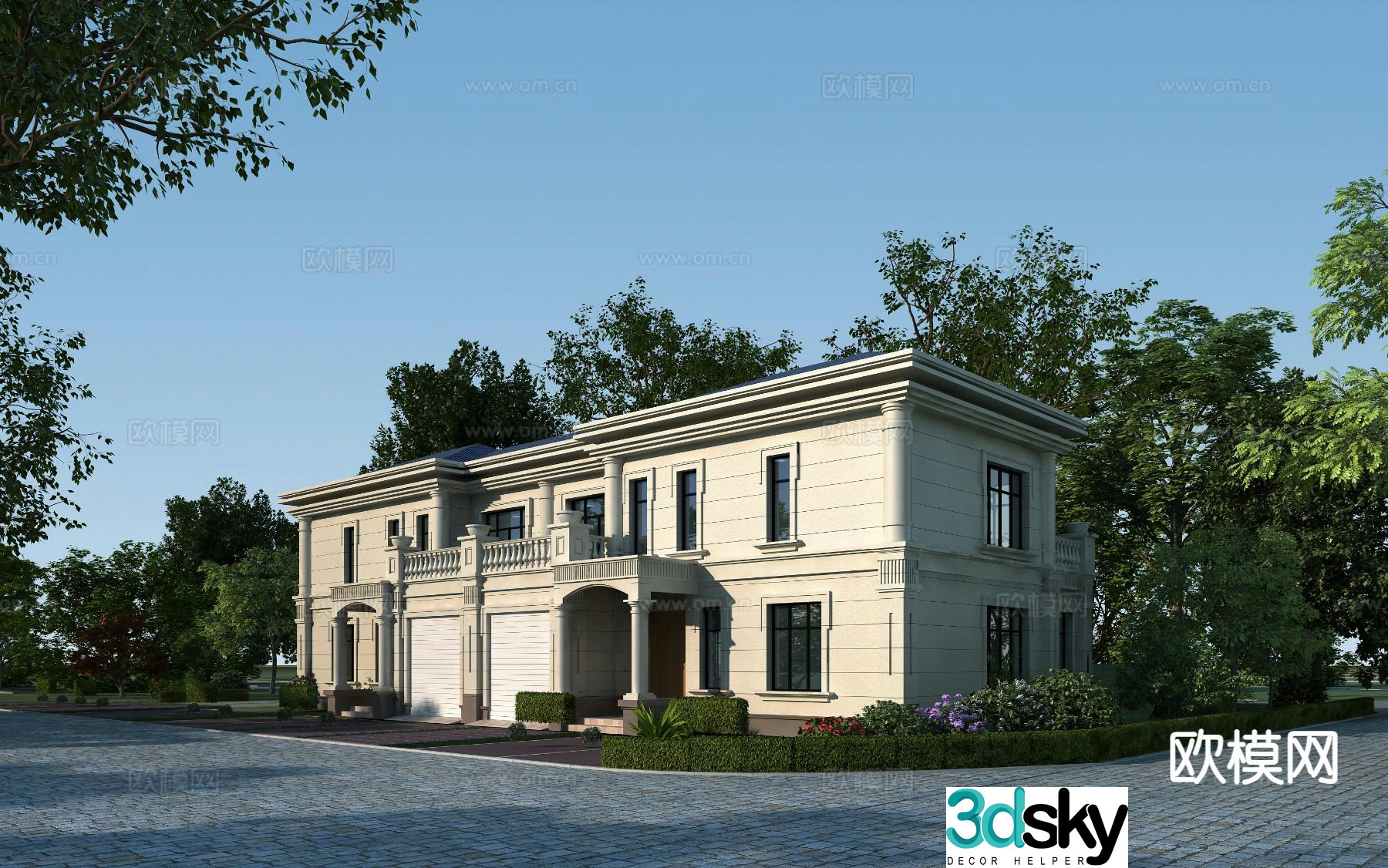 3D model of the appearance of a simple European duplex villa