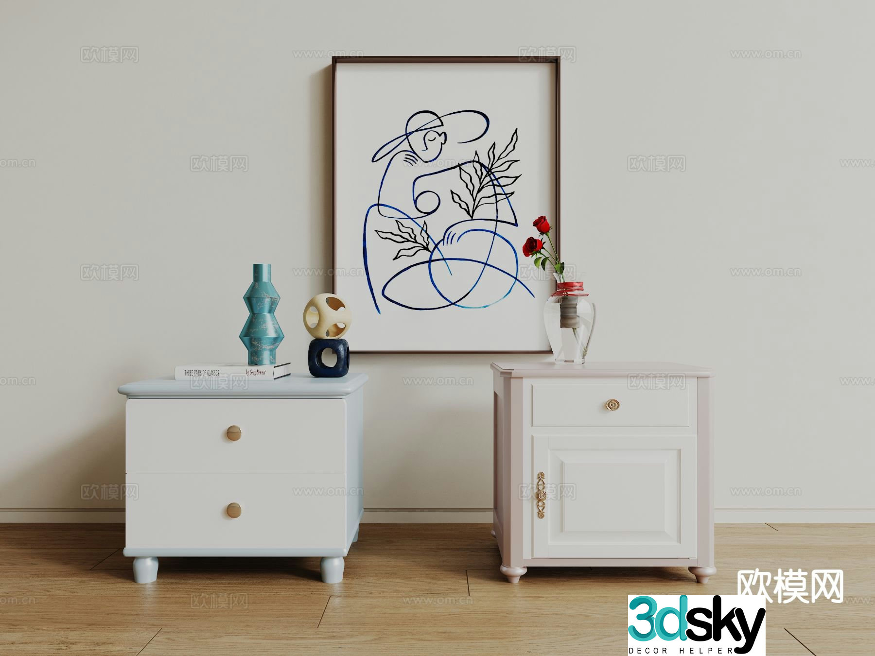 Nordic bedside table children’s bedside table 3d model