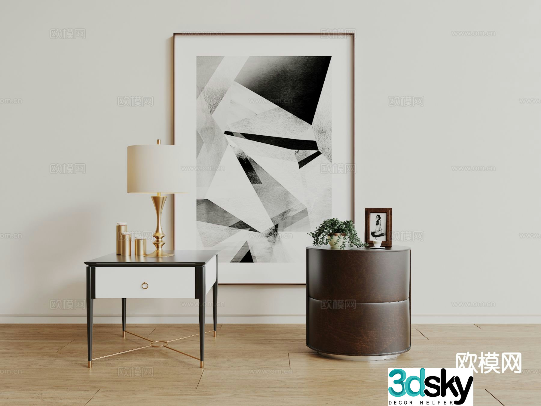 Light luxury bedside table 3D model