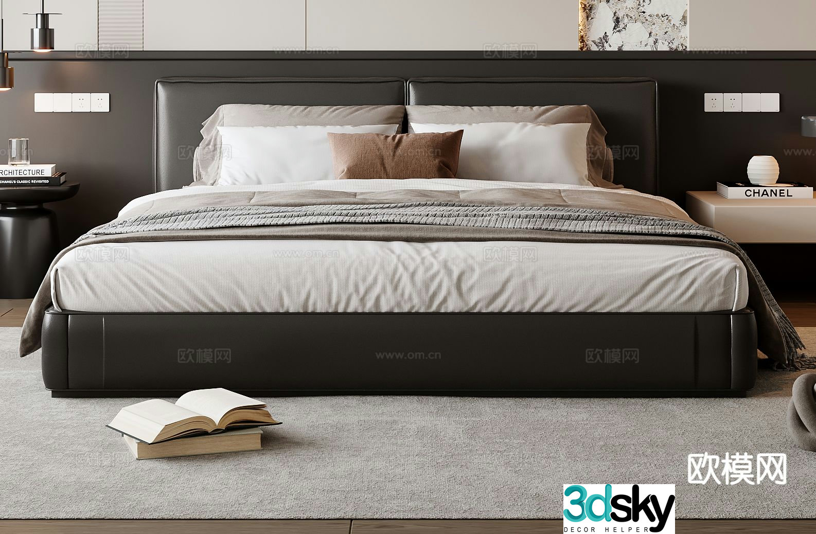 Italian double bed 3d model