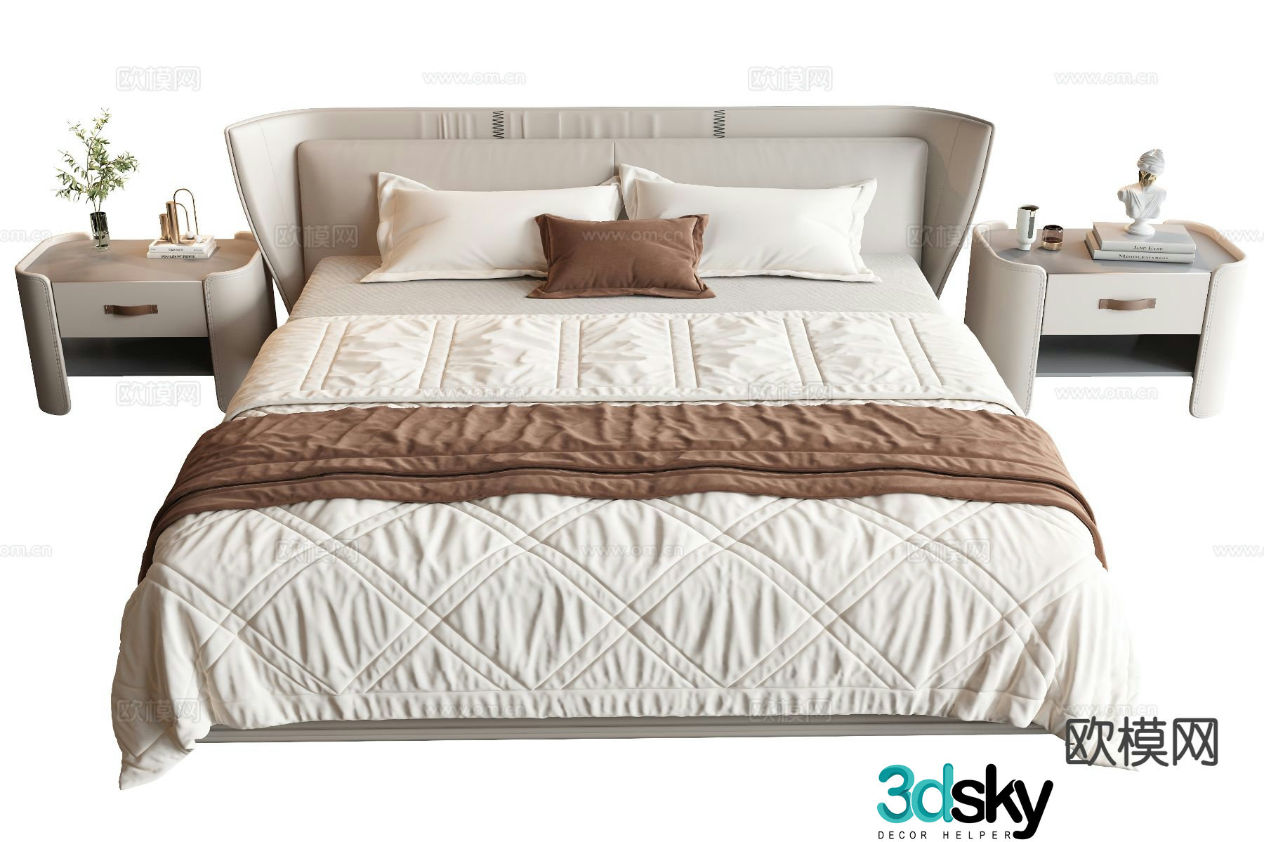 Modern double bed 3d model