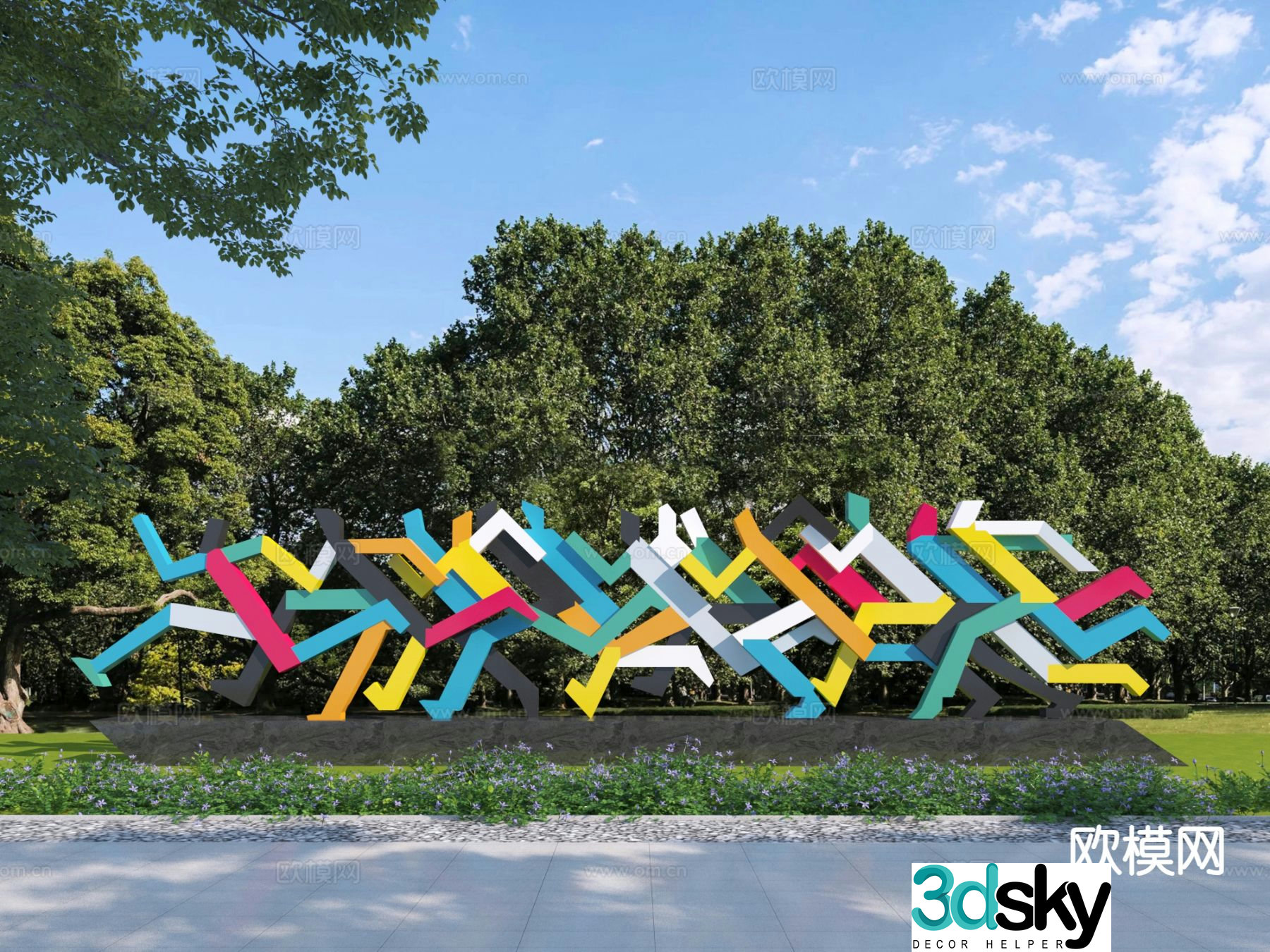Modern movement sculpture sketch 3d model
