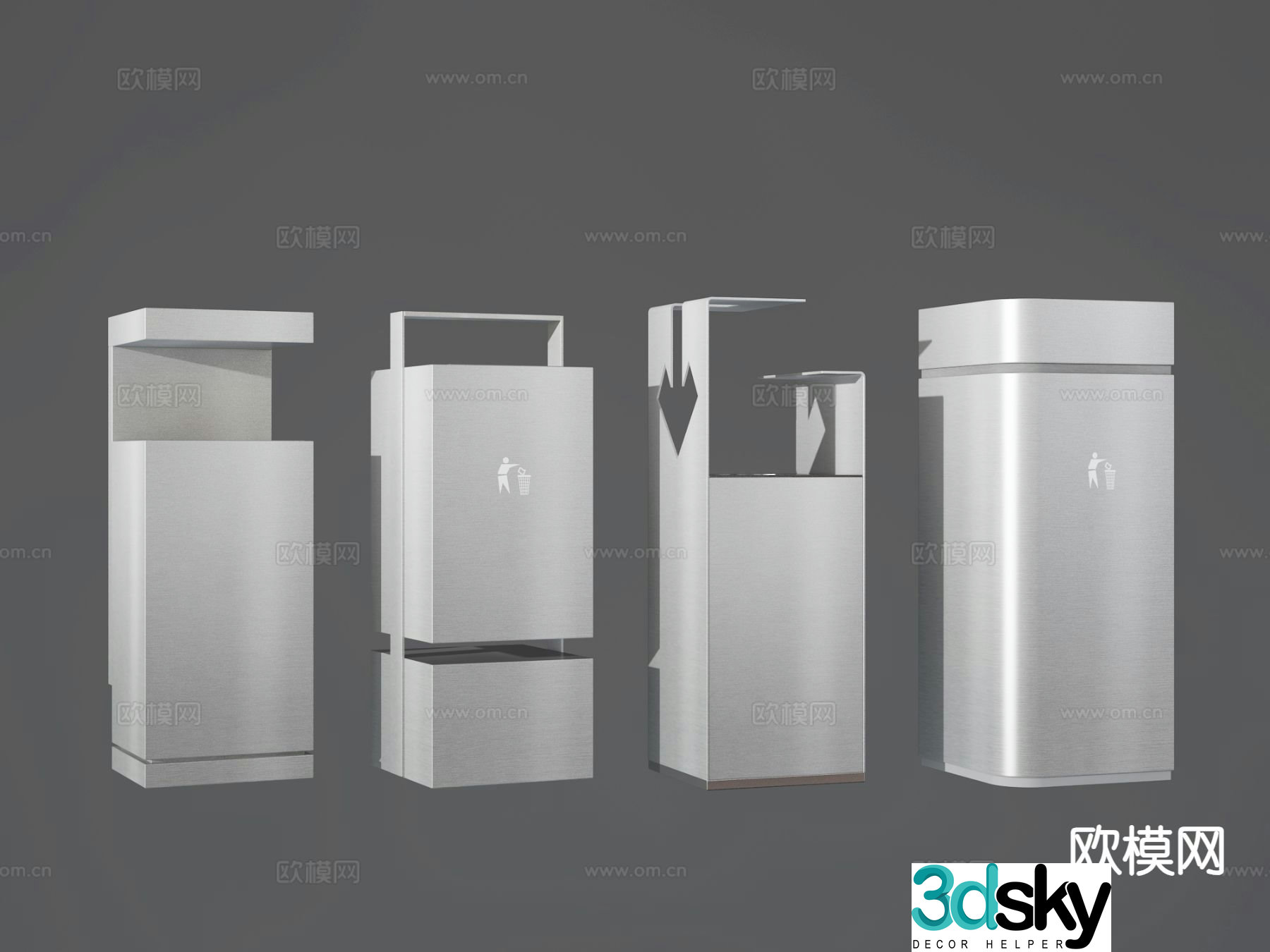 Modern trash can public trash can 3d model
