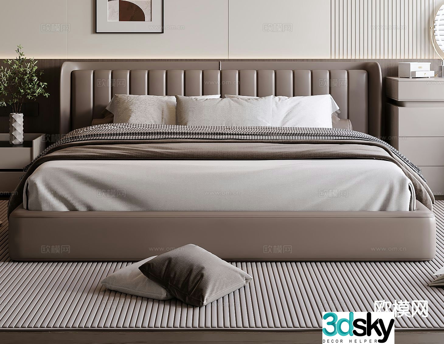Italian double bed 3d model