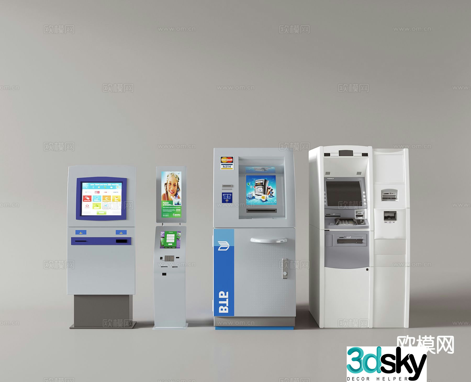 ATM, ticket machine, number machine, all-in-one machine 3D model