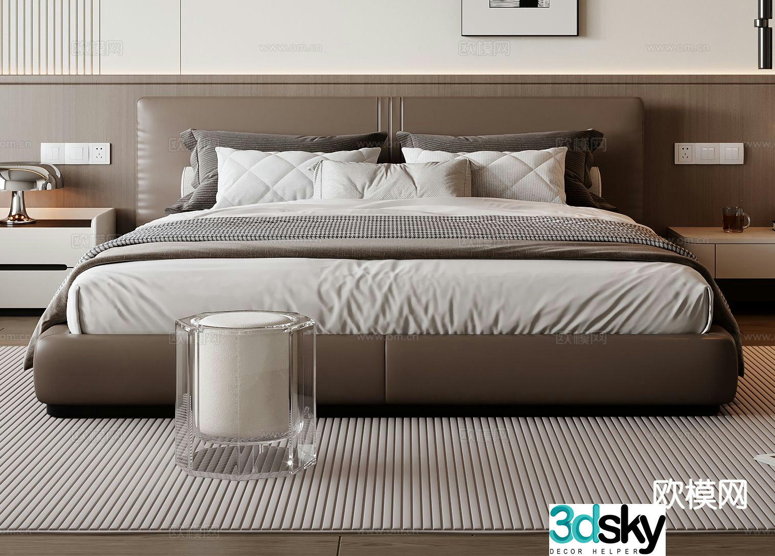 Italian double bed 3d model
