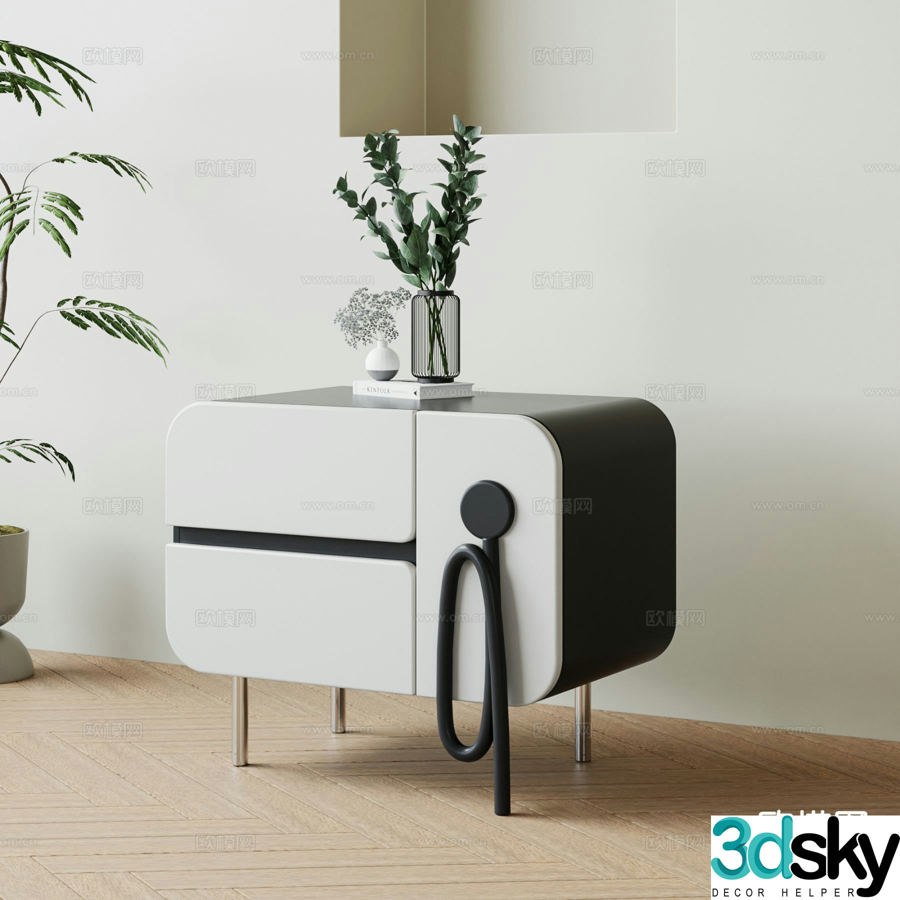 Modern bedside table 3d model